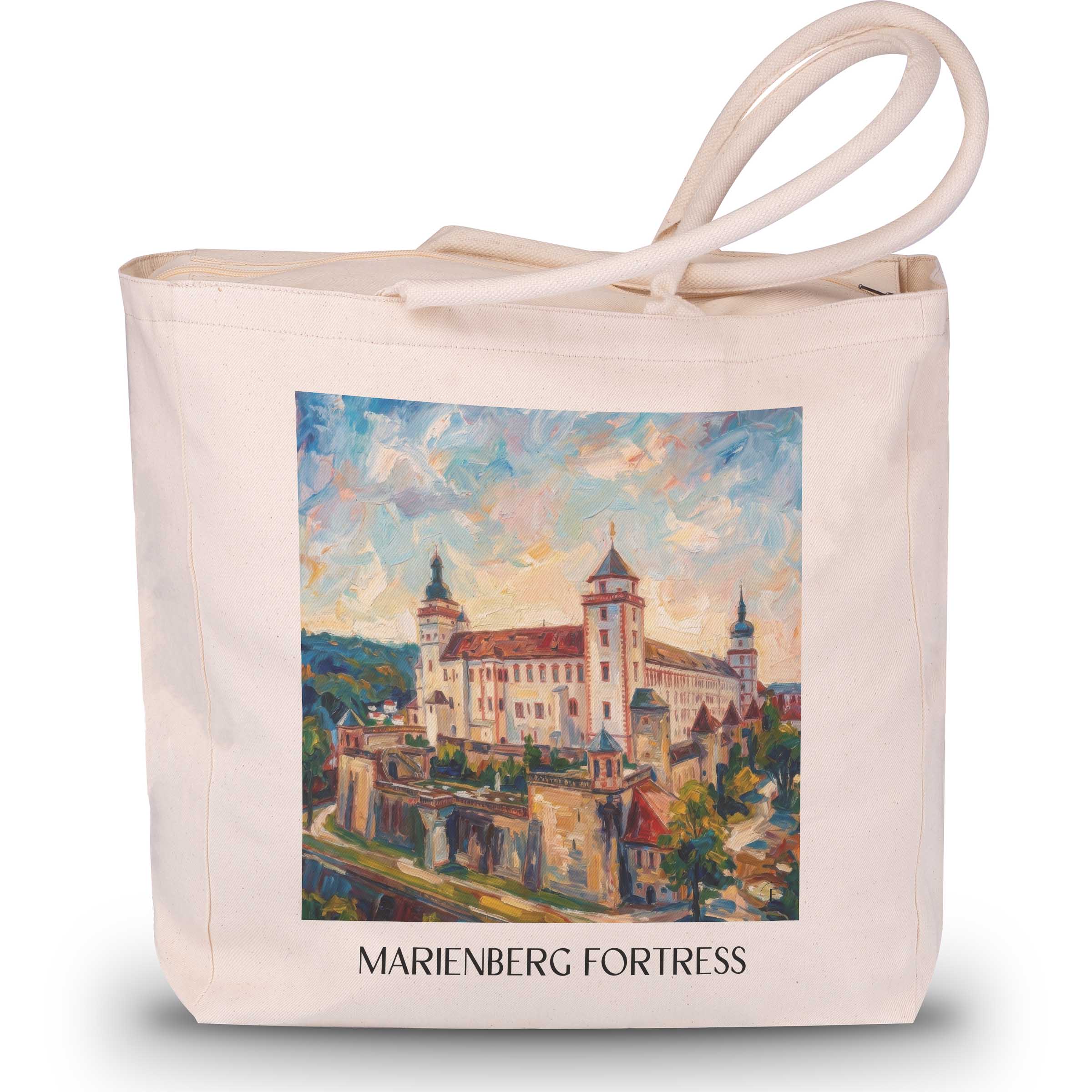 Festung Marienberg Shopping Tasche - Würzburg - Deutschland Tote Bag - Einkaufstasche im Ölgemälde Stil - favplace