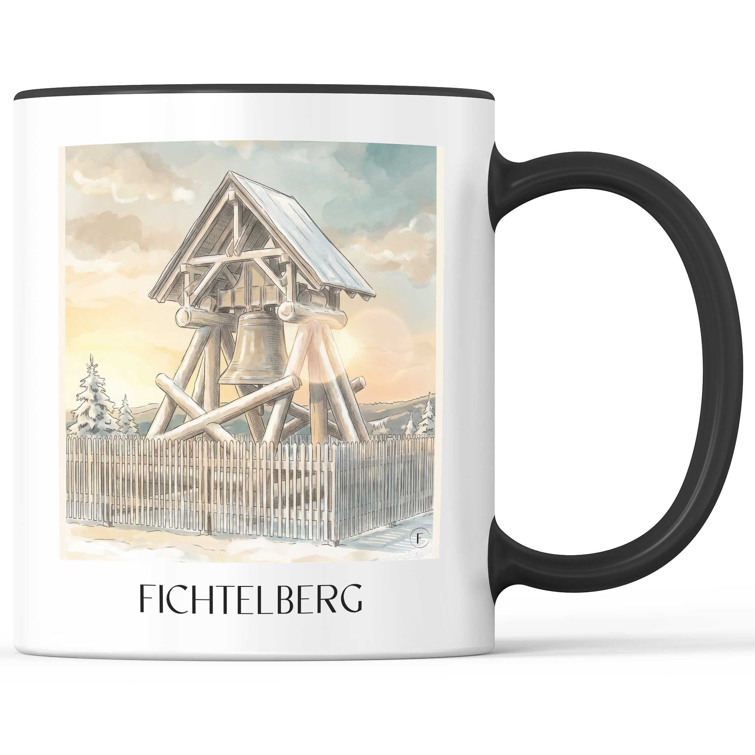 Fichtelberg Kaffeebecher - Erzgebirge - Deutschland Becher - Kaffeetasse im Aquarell Stil - favplace