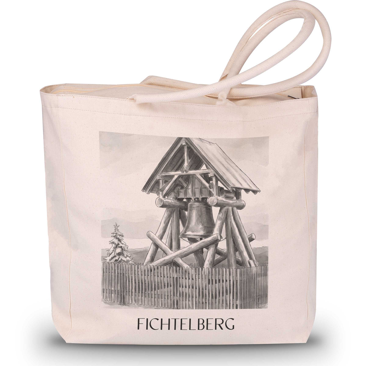 Fichtelberg Shopping Tasche - Erzgebirge - Deutschland Tote Bag - Einkaufstasche im Aquarell Schwarz-Weiß Stil - favplace