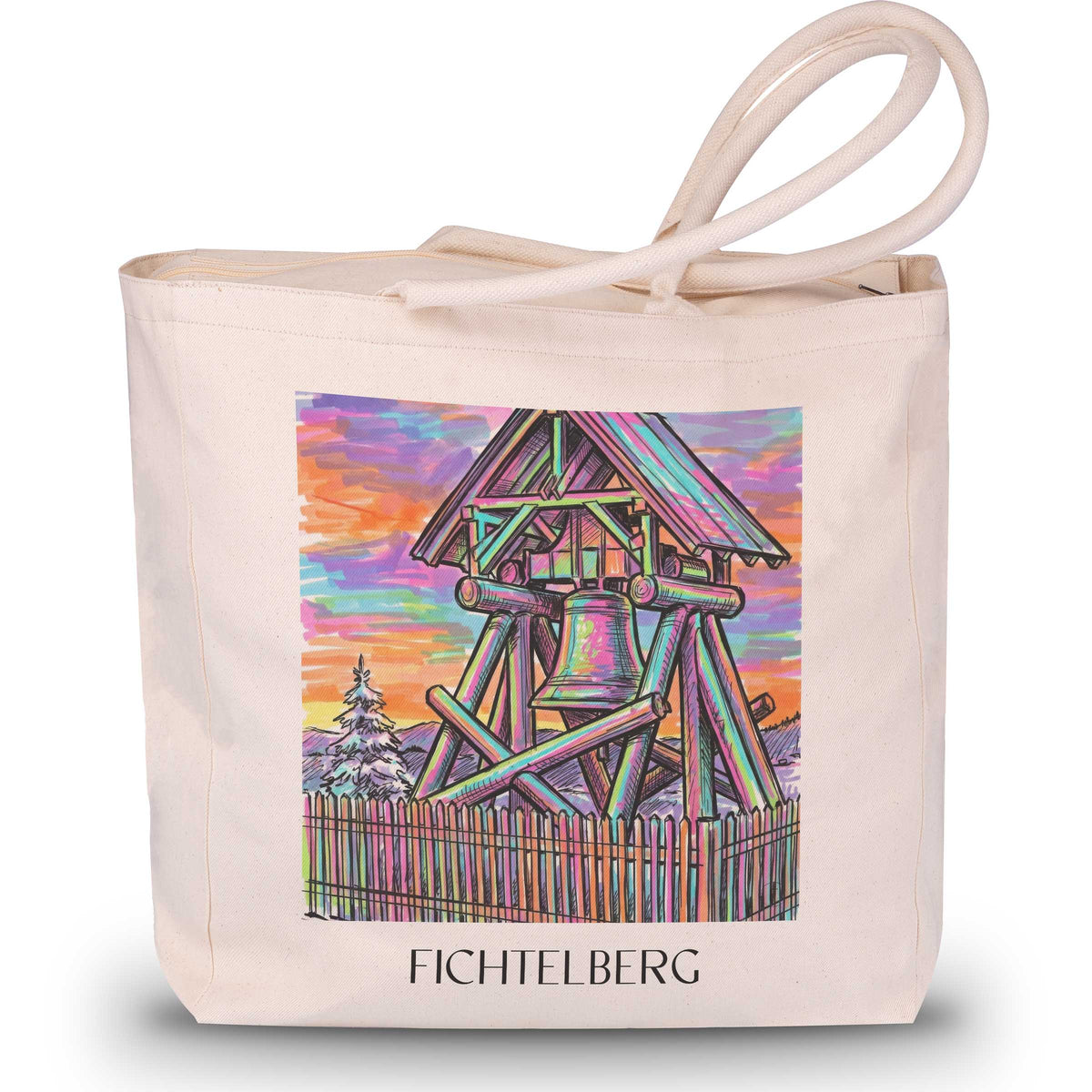 Fichtelberg Shopping Tasche - Erzgebirge - Deutschland Tote Bag - Einkaufstasche im Tag Graffiti Stil - favplace