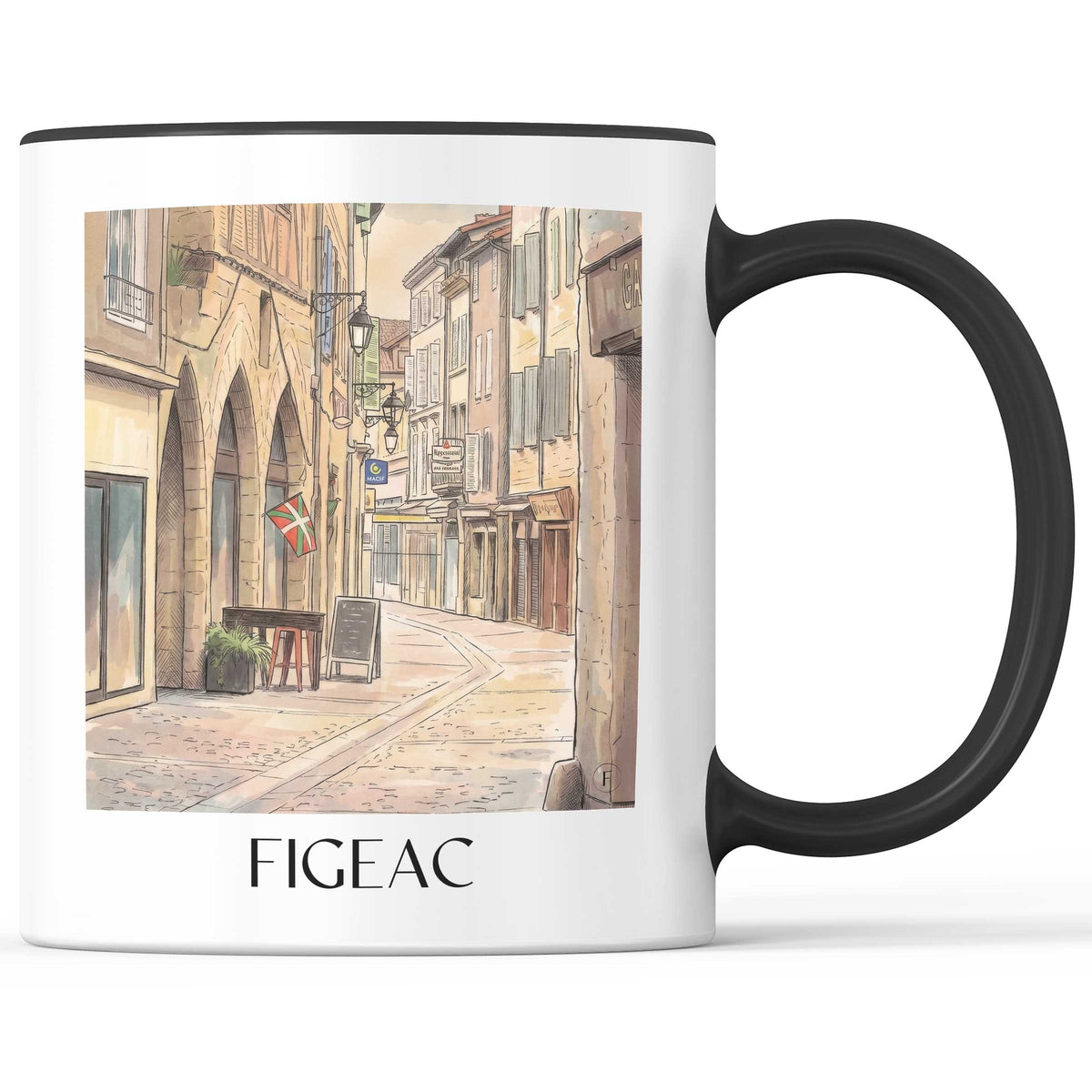 figeac-vallée-du-célé-frankreich-kaffeebecher-aquarell