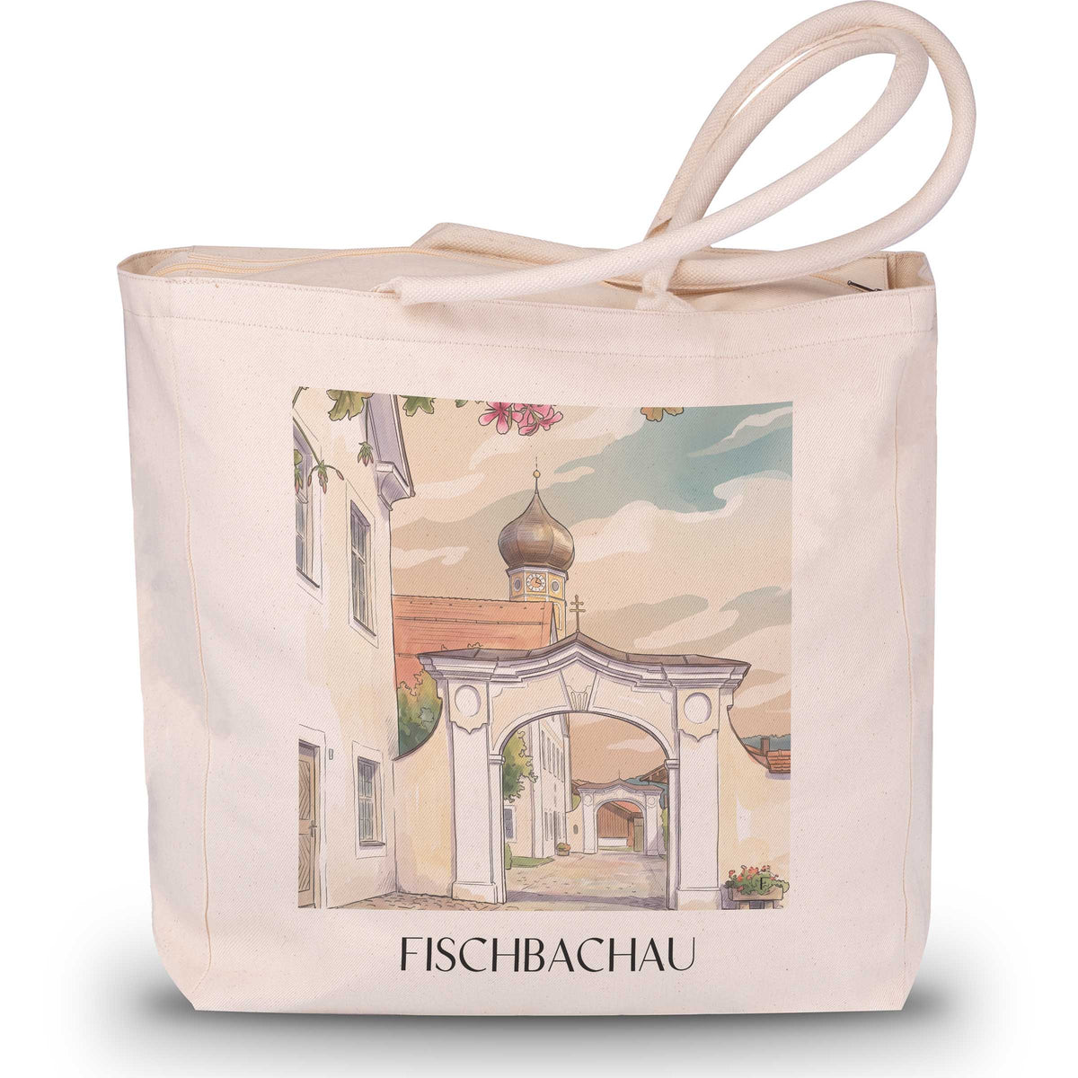 Fischbachau Shopping Tasche - Leitzachtal - Deutschland Tote Bag - Einkaufstasche im Aquarell Stil - favplace