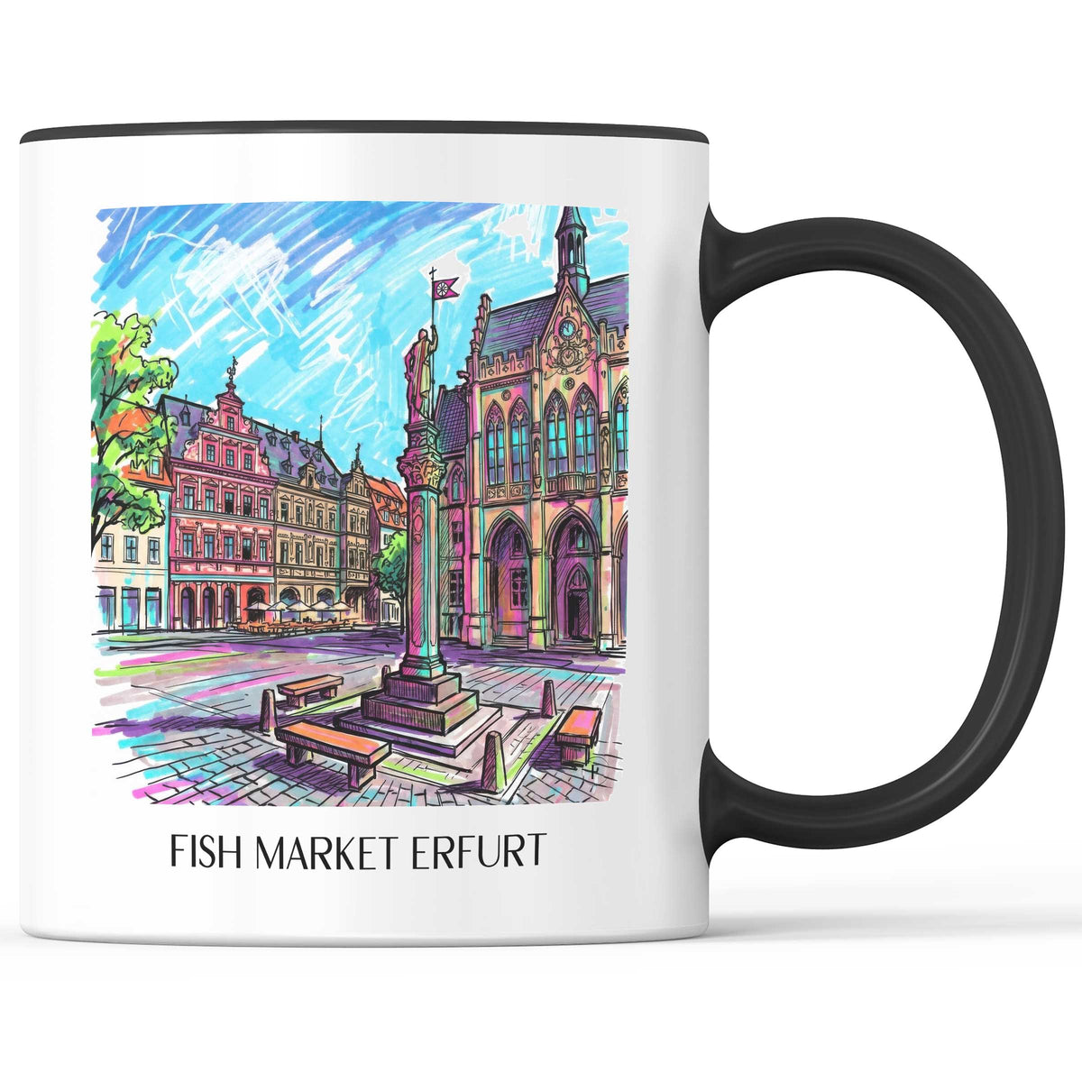 Fischmarkt Kaffeebecher - Erfurt - Deutschland Becher - Kaffeetasse im Tag Graffiti Stil - favplace
