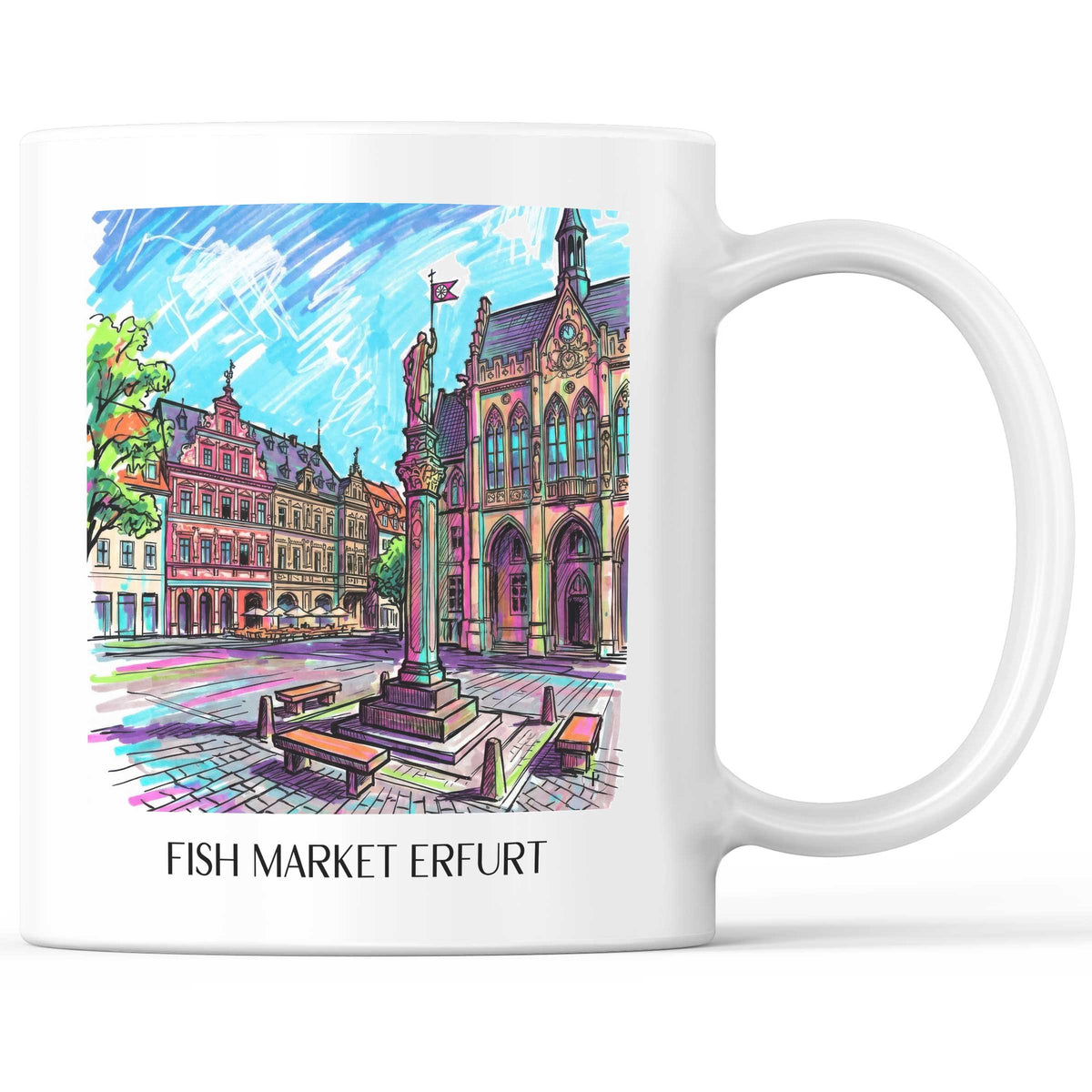 Fischmarkt Kaffeebecher - Erfurt - Deutschland Becher - Kaffeetasse im Tag Graffiti Stil - favplace