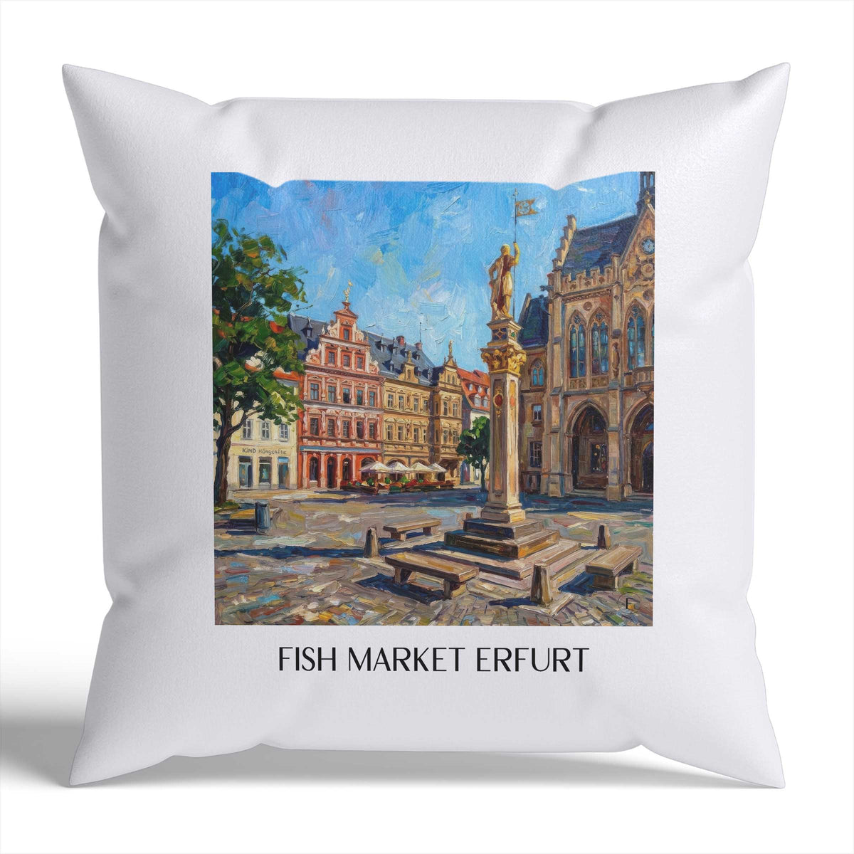 Fischmarkt Kissenhülle - Zierkissen Bezug - Erfurt - Deutschland Kissen bzw. Kissenbezug im Ölgemälde Stil - favplace