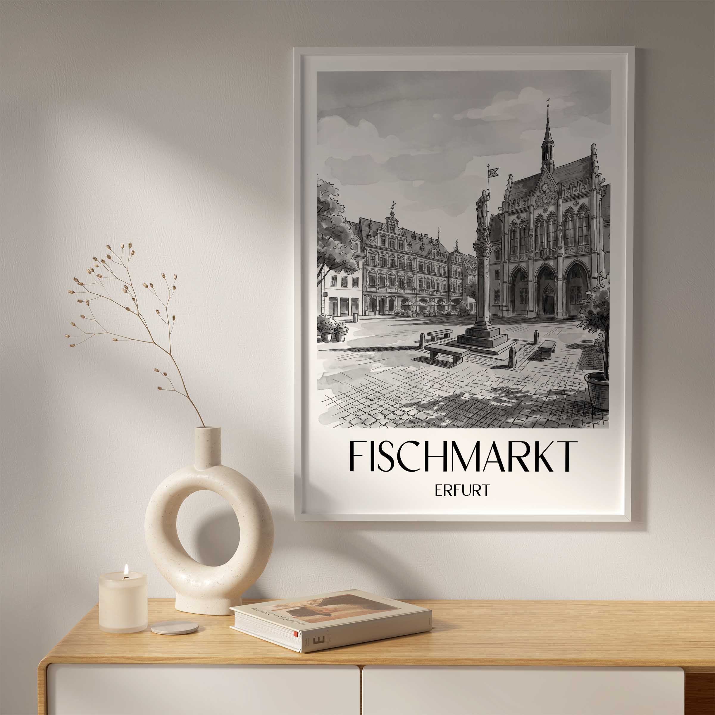 fischmarkt-erfurt-deutschland-poster-aquarell-schwarz-weiss