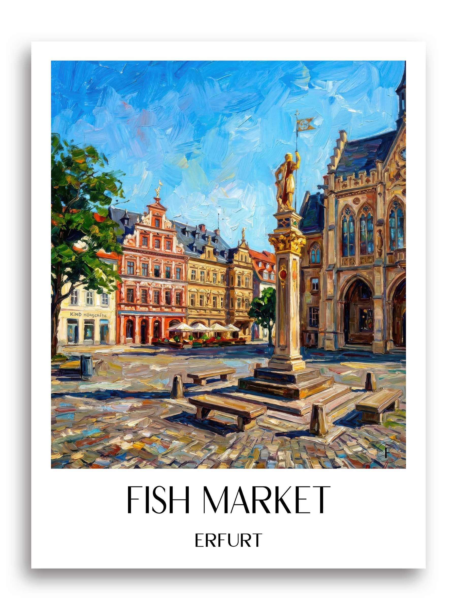Fischmarkt Poster - Erfurt - Deutschland Kunstdruck - Ölgemälde von A4 bis A1 - favplace