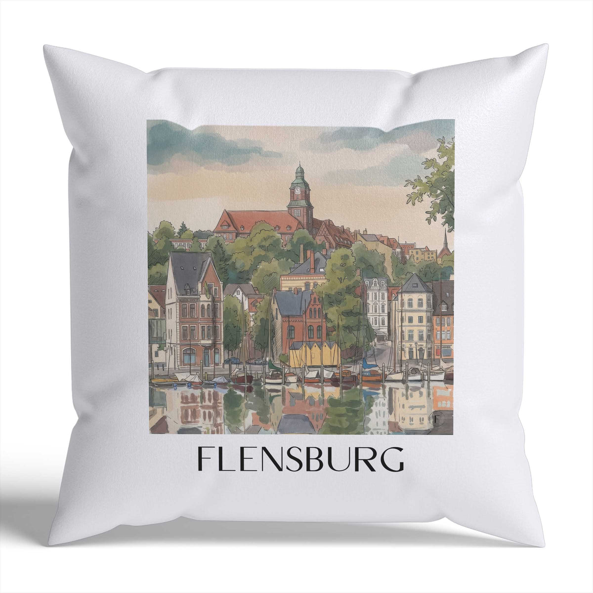 Flensburg Kissenhülle - Zierkissen Bezug - Schleswig - Deutschland Kissen bzw. Kissenbezug im Aquarell Stil - favplace