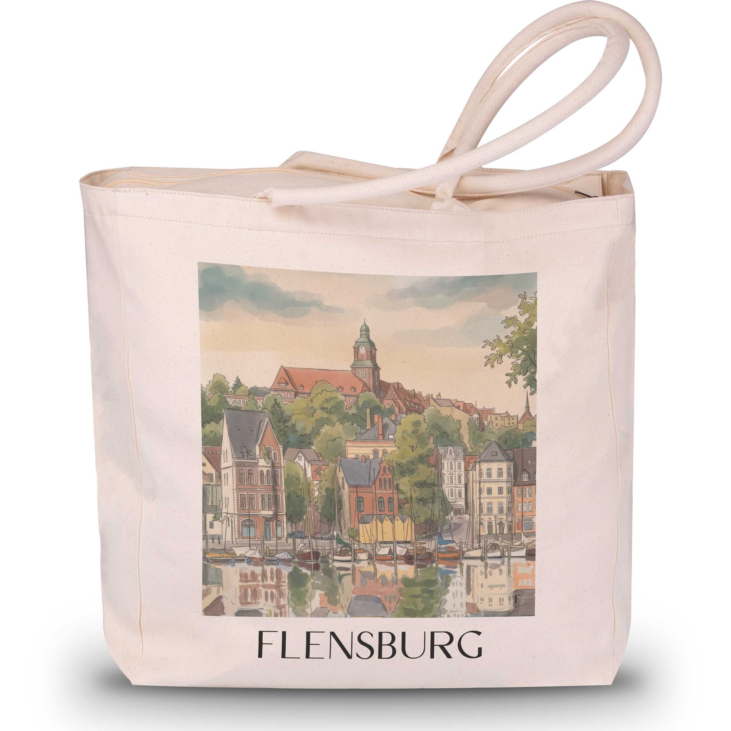 flensburg-schleswig-deutschland-einkaufstasche-aquarell