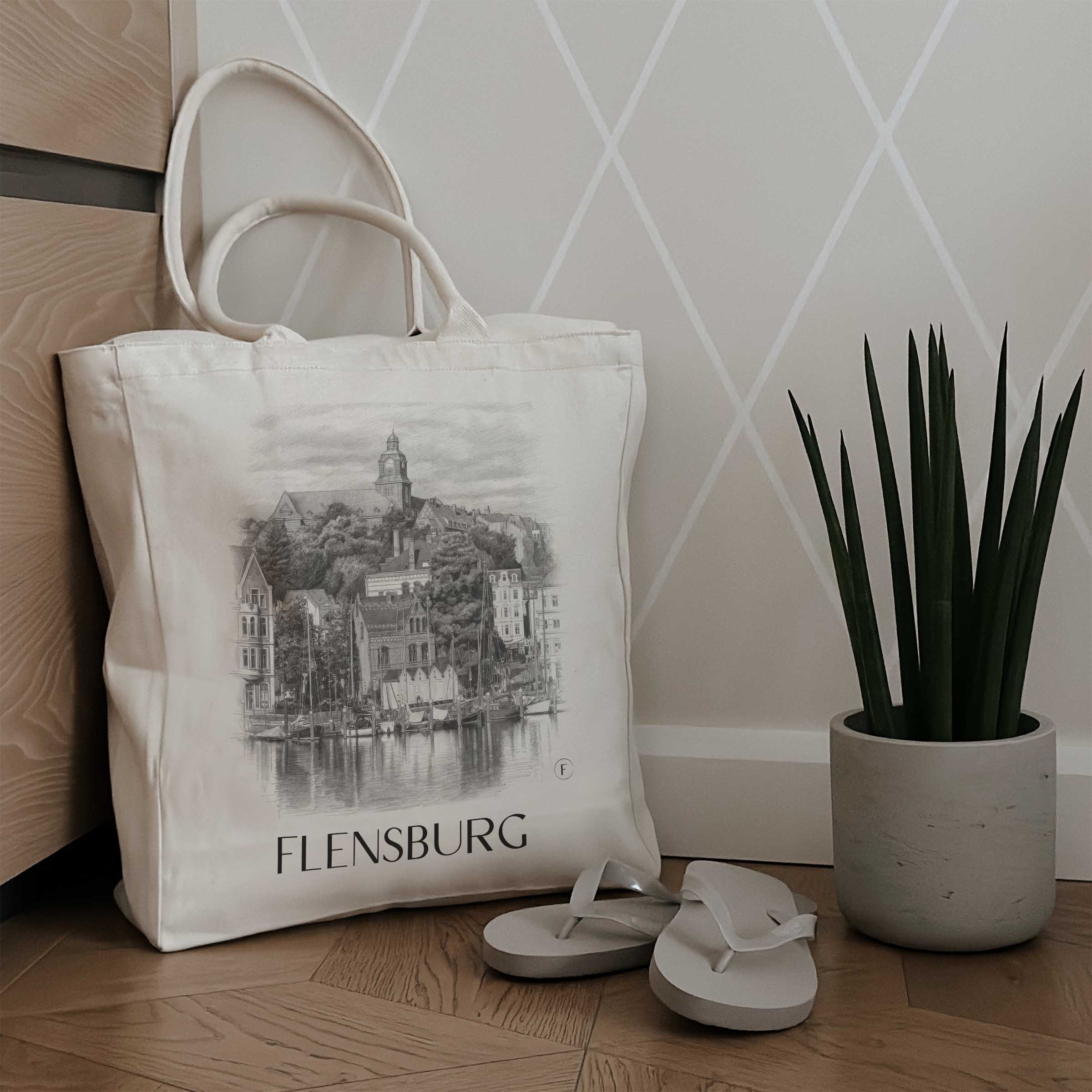 flensburg-schleswig-deutschland-einkaufstasche-bleistift-zeichnung-drawing
