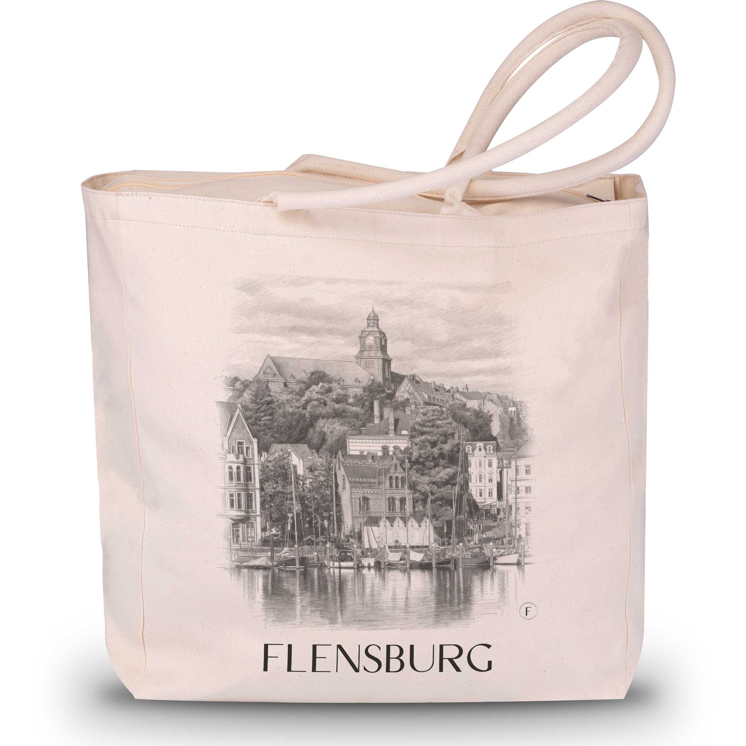 Flensburg Shopping Tasche - Schleswig - Deutschland Tote Bag - Einkaufstasche im Zeichnung Stil