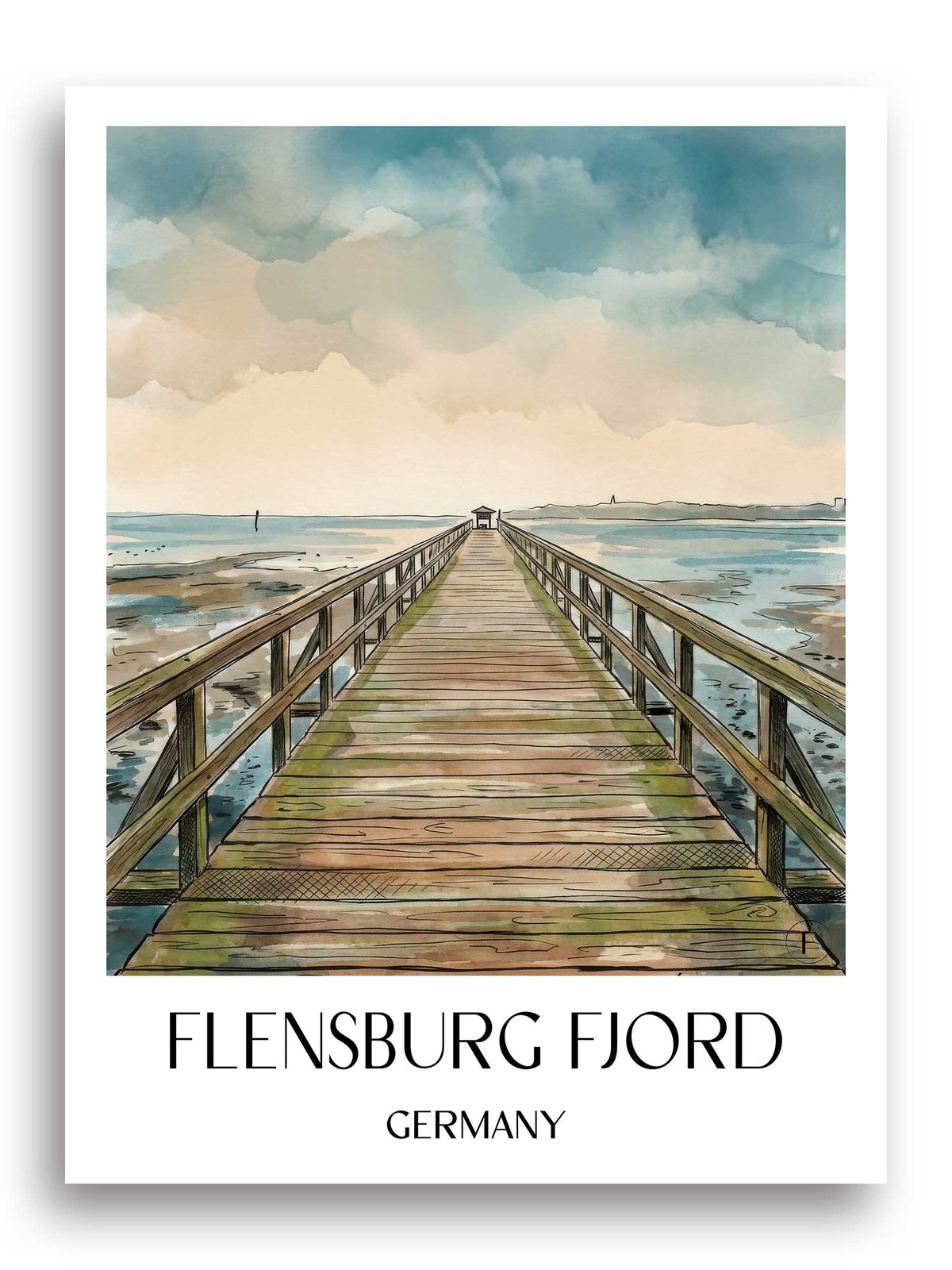 Flensburger Förde Poster - Schleswig - Deutschland Kunstdruck - Aquarell von A4 bis A1 - favplace