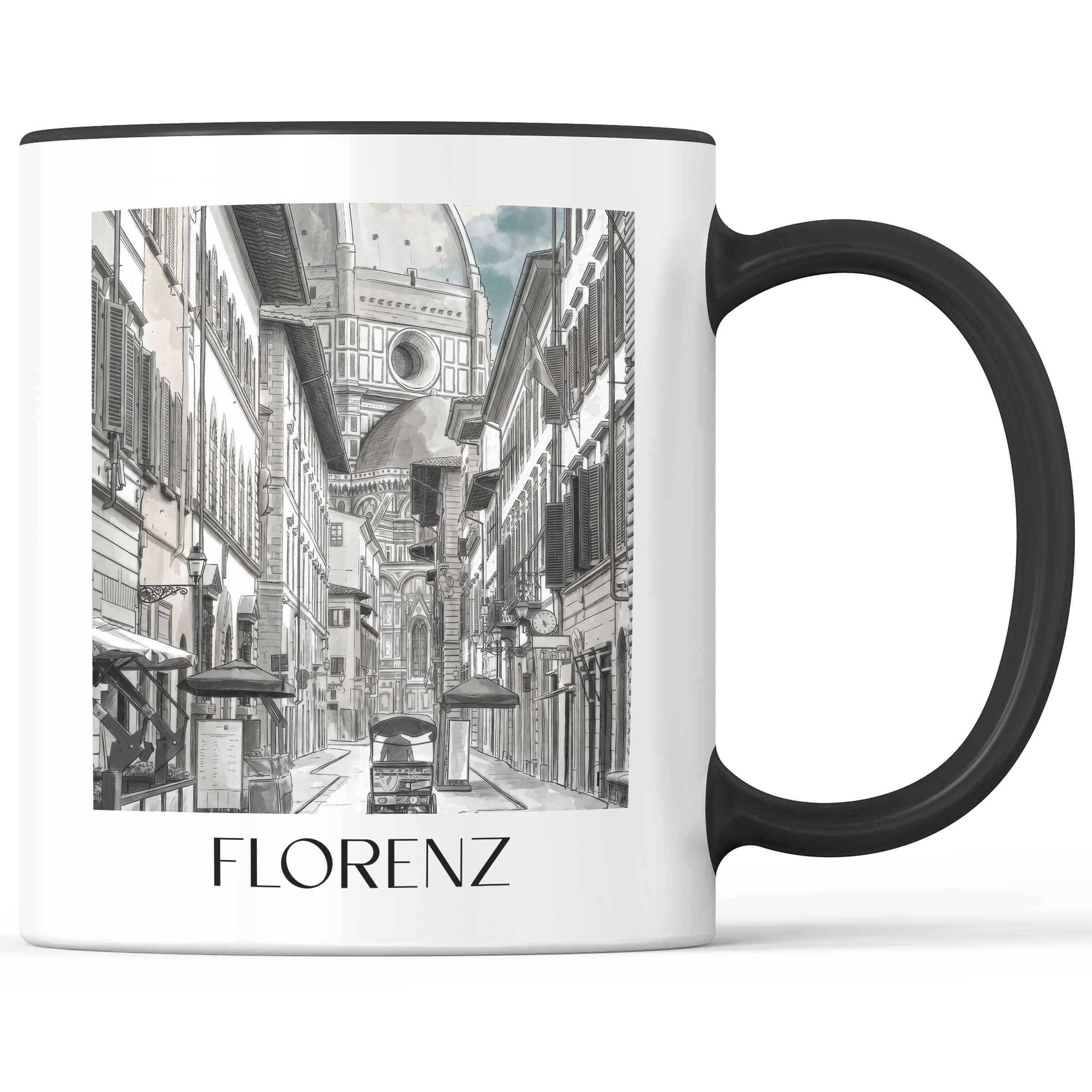 florenz-italien-kaffeebecher-aquarell-schwarz-weiss