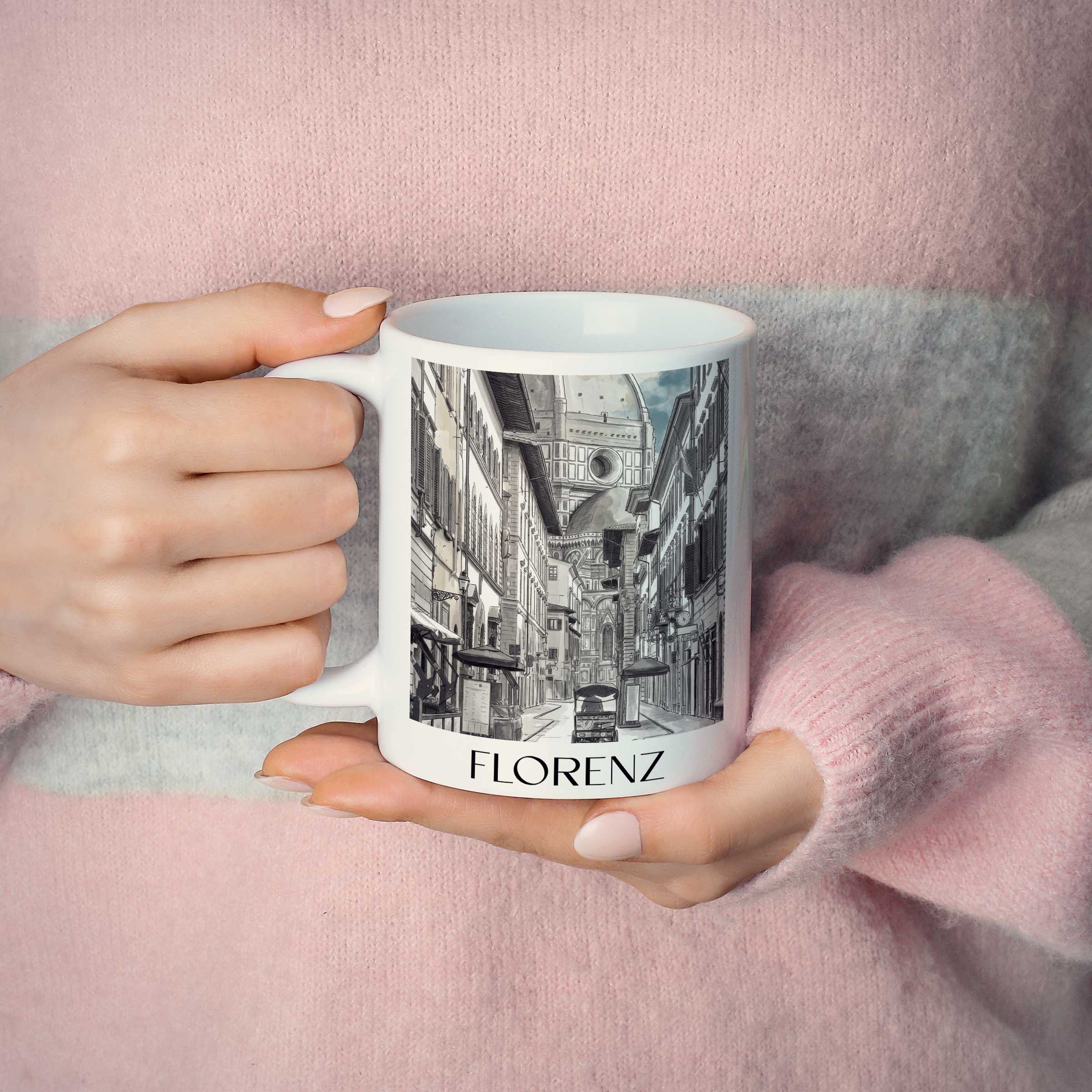 florenz-italien-kaffeebecher-aquarell-schwarz-weiss