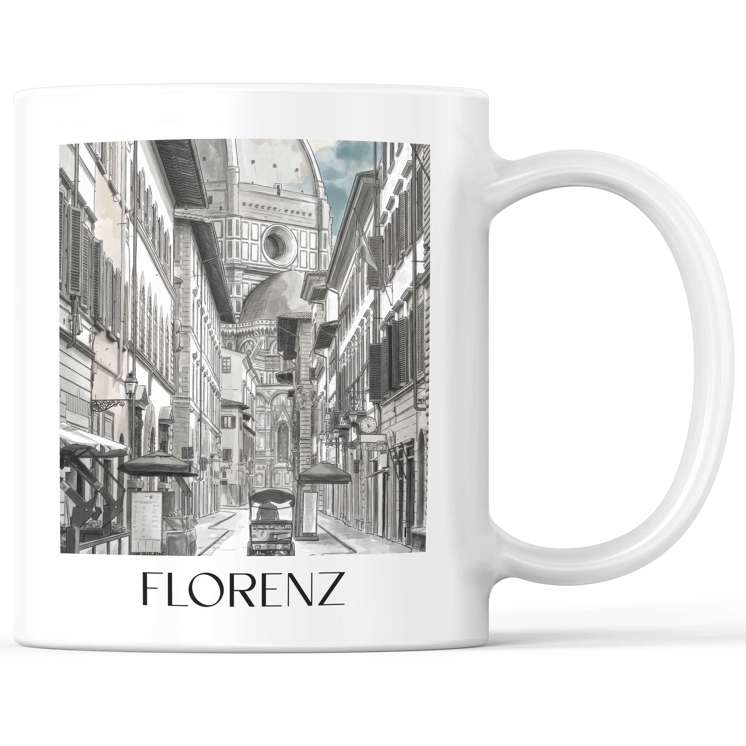 Florenz - Italien Becher - Kaffeetasse im Aquarell Schwarz-Weiß Stil - favplace