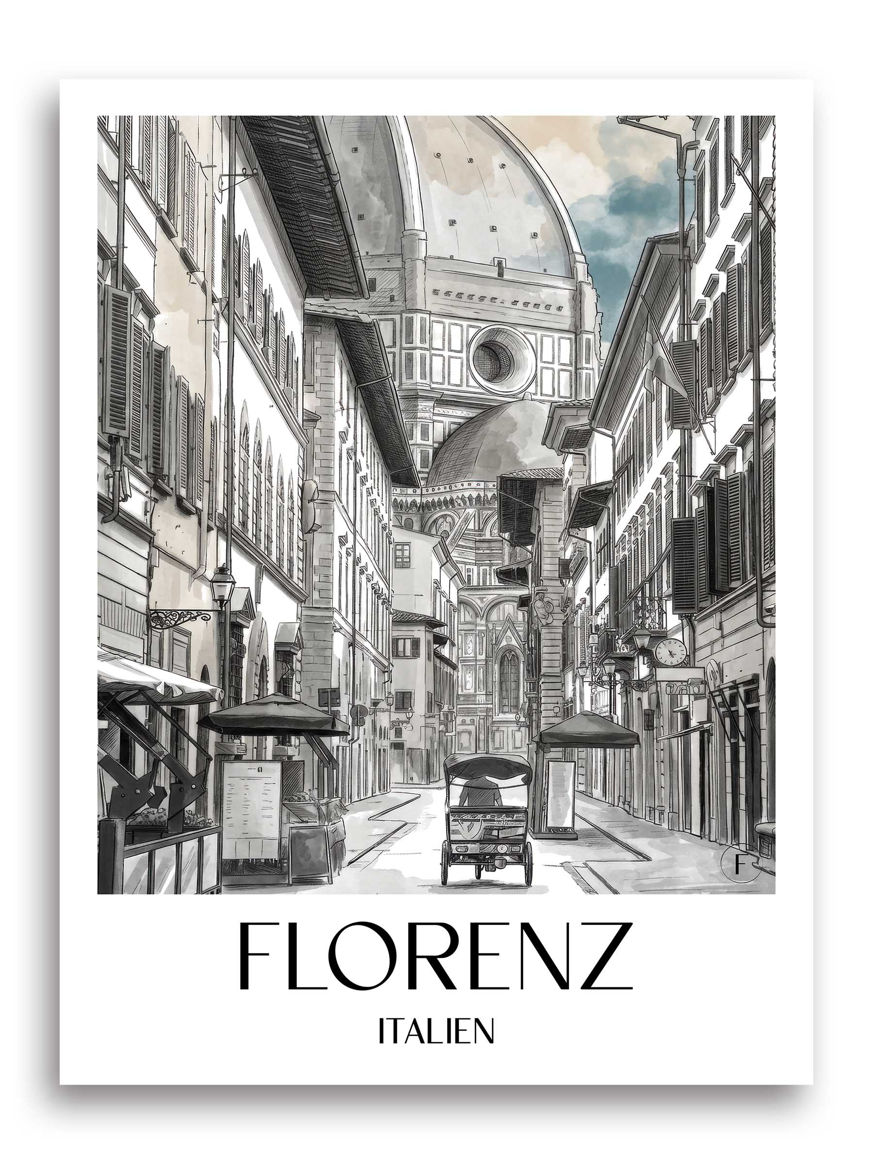 florenz-italien-poster-aquarell-schwarz-weiss
