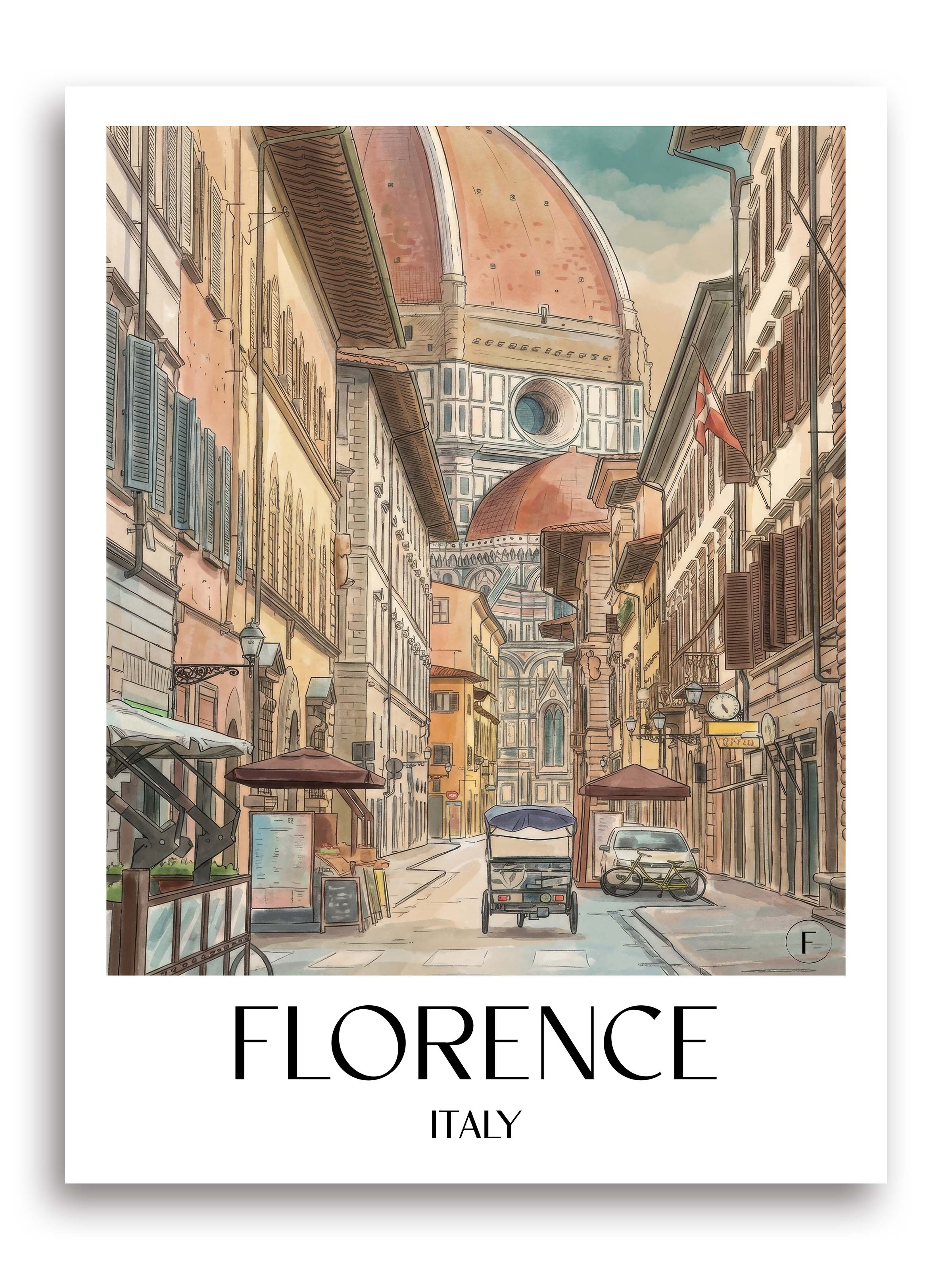 Florenz Poster - Italien Kunstdruck - Aquarell von A4 bis A1 - favplace