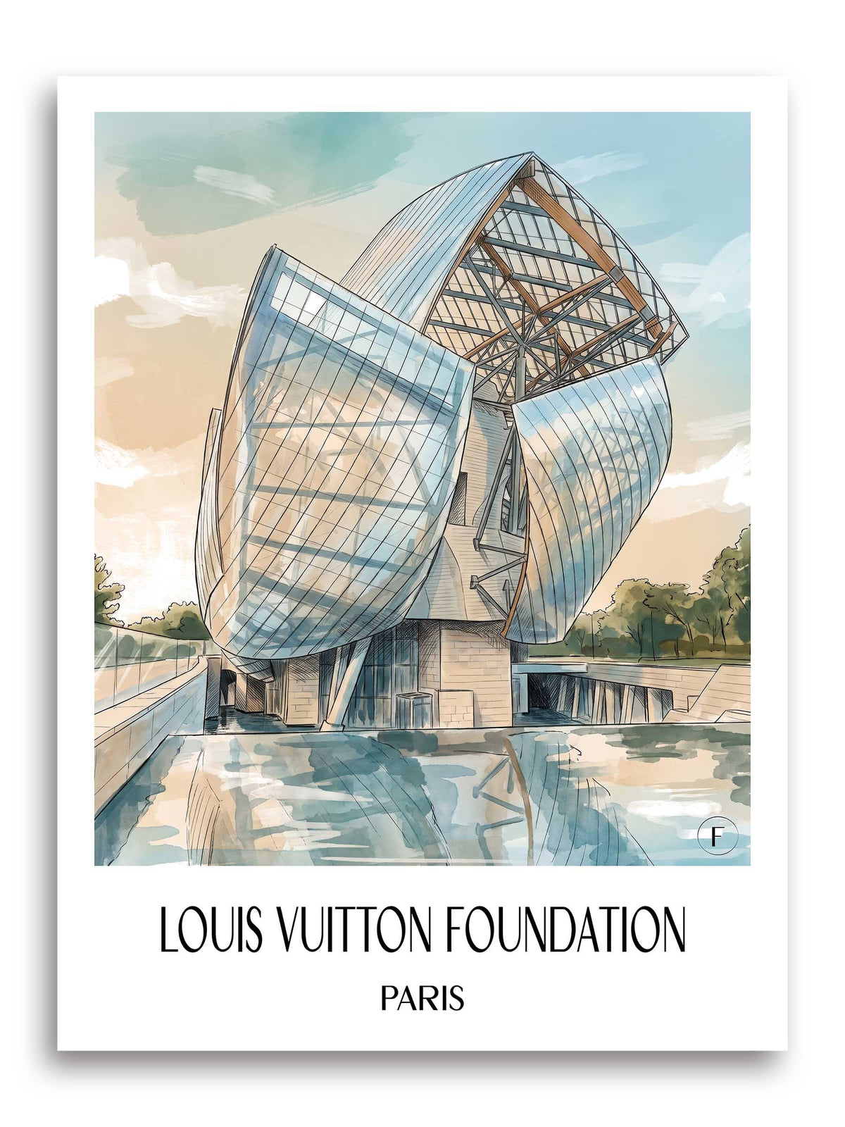 Fondation Louis Vuitton Poster - Paris - Frankreich Kunstdruck - Aquarell von A4 bis A1 - favplace