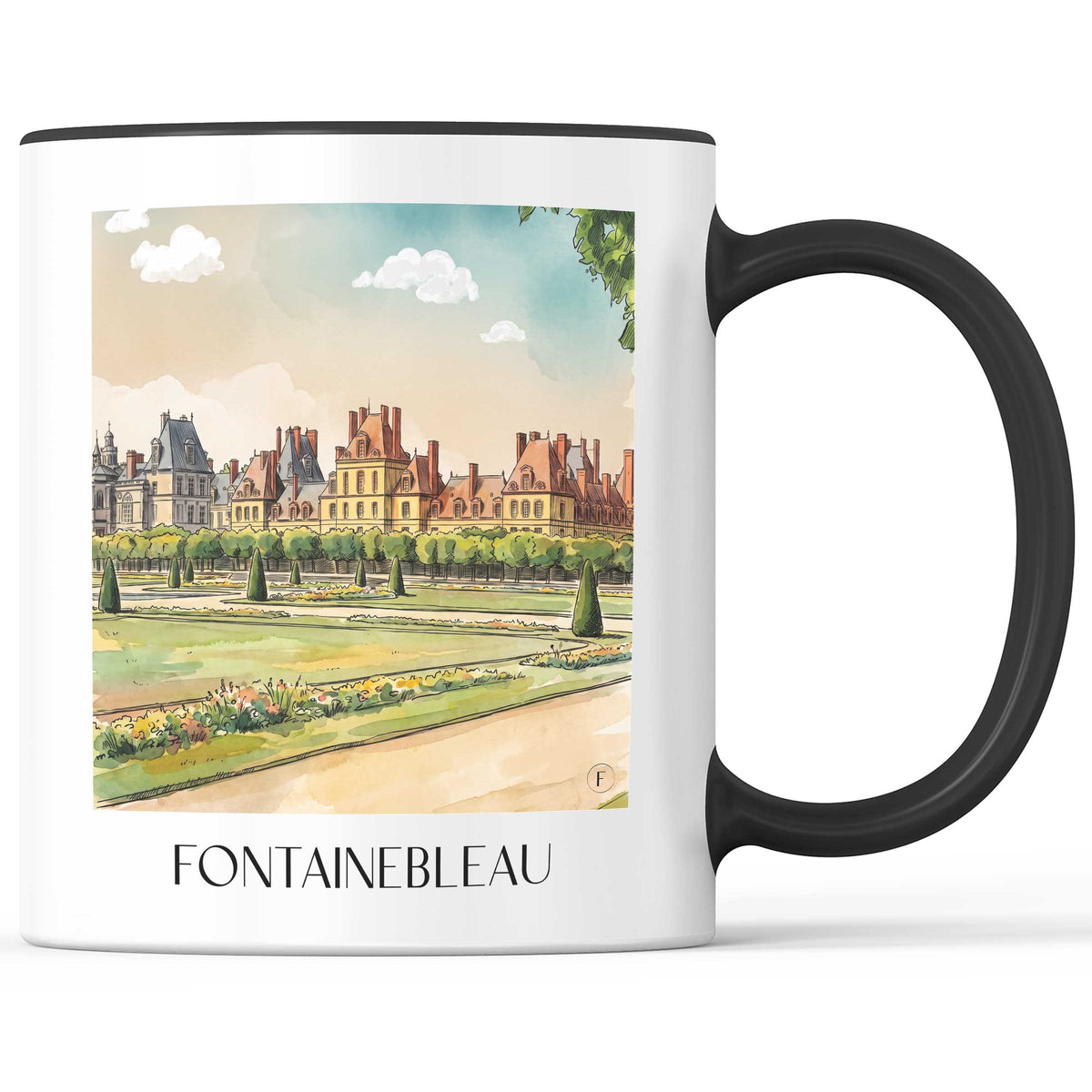 Fontainebleau Kaffeebecher - Gâtinais Français - Frankreich Becher - Kaffeetasse im Aquarell Stil