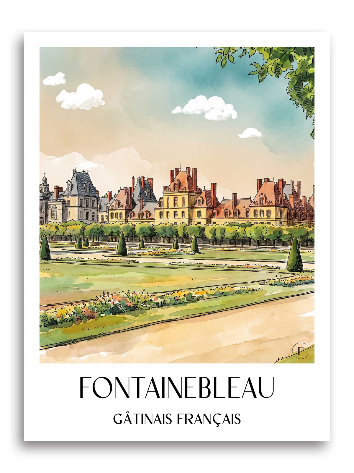 fontainebleau-gâtinais-français-frankreich-poster-aquarell