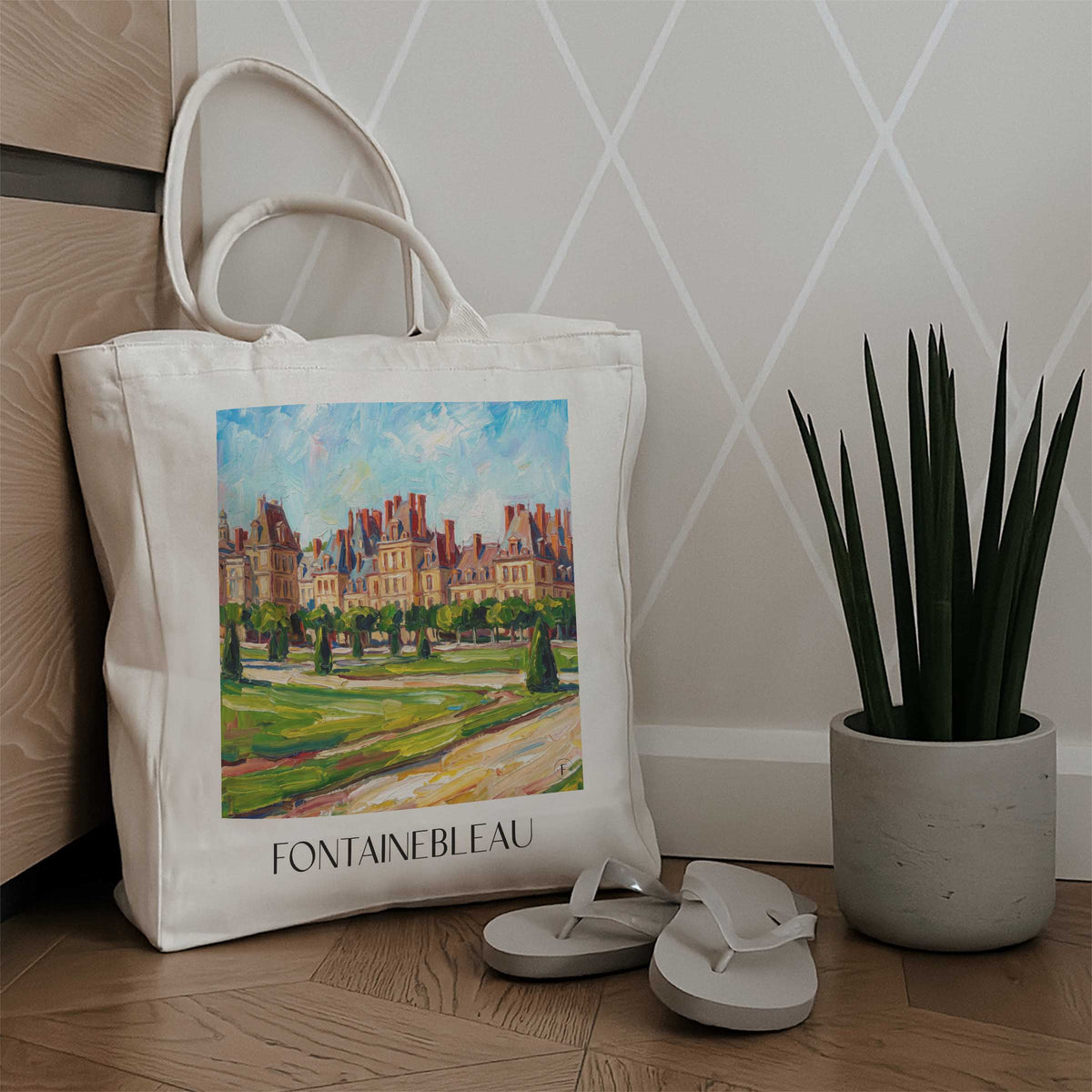 fontainebleau-gâtinais-français-frankreich-einkaufstasche-oil-painting-oelgemaelde