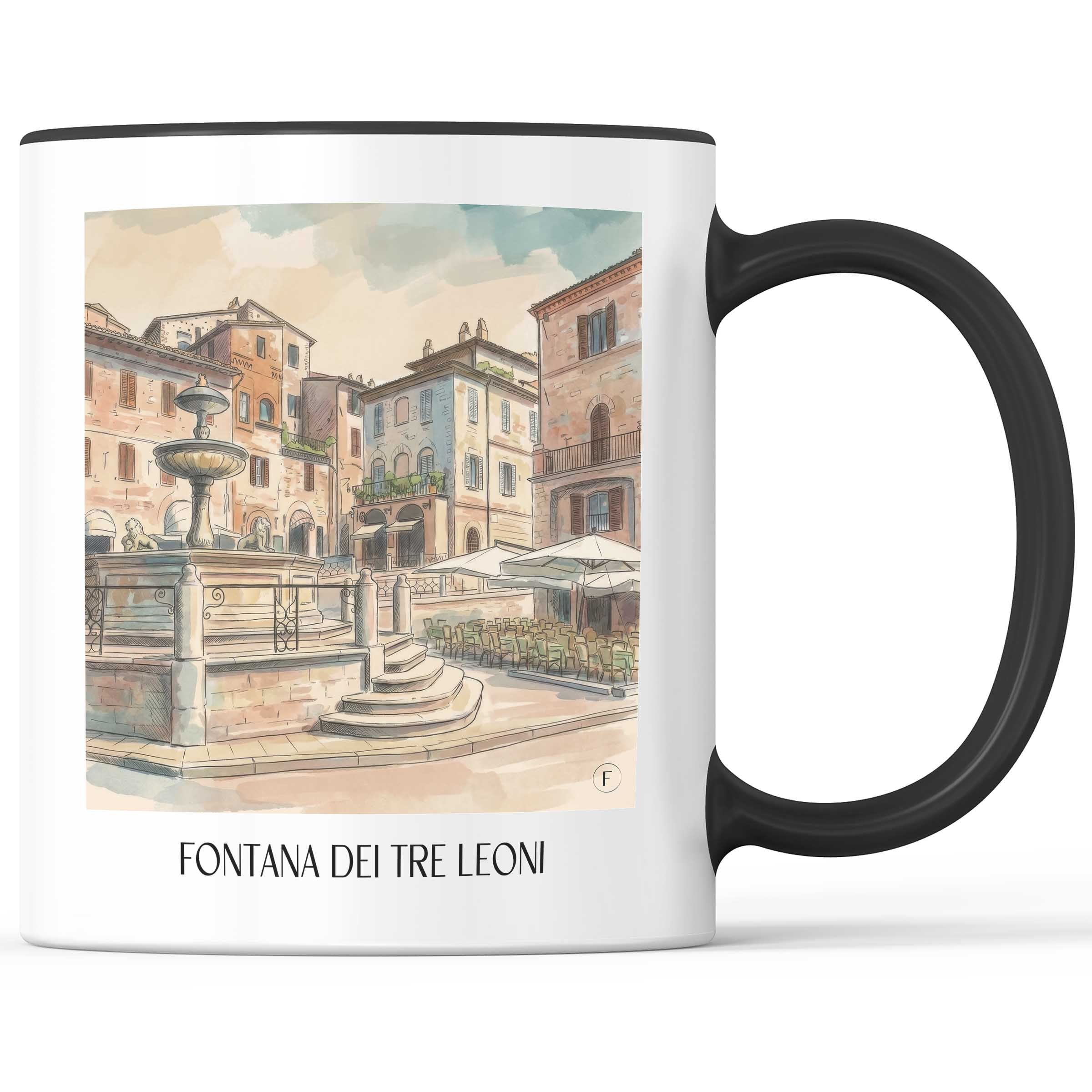 fontana-dei-tre-leoni-assisi-italien-kaffeebecher-aquarell