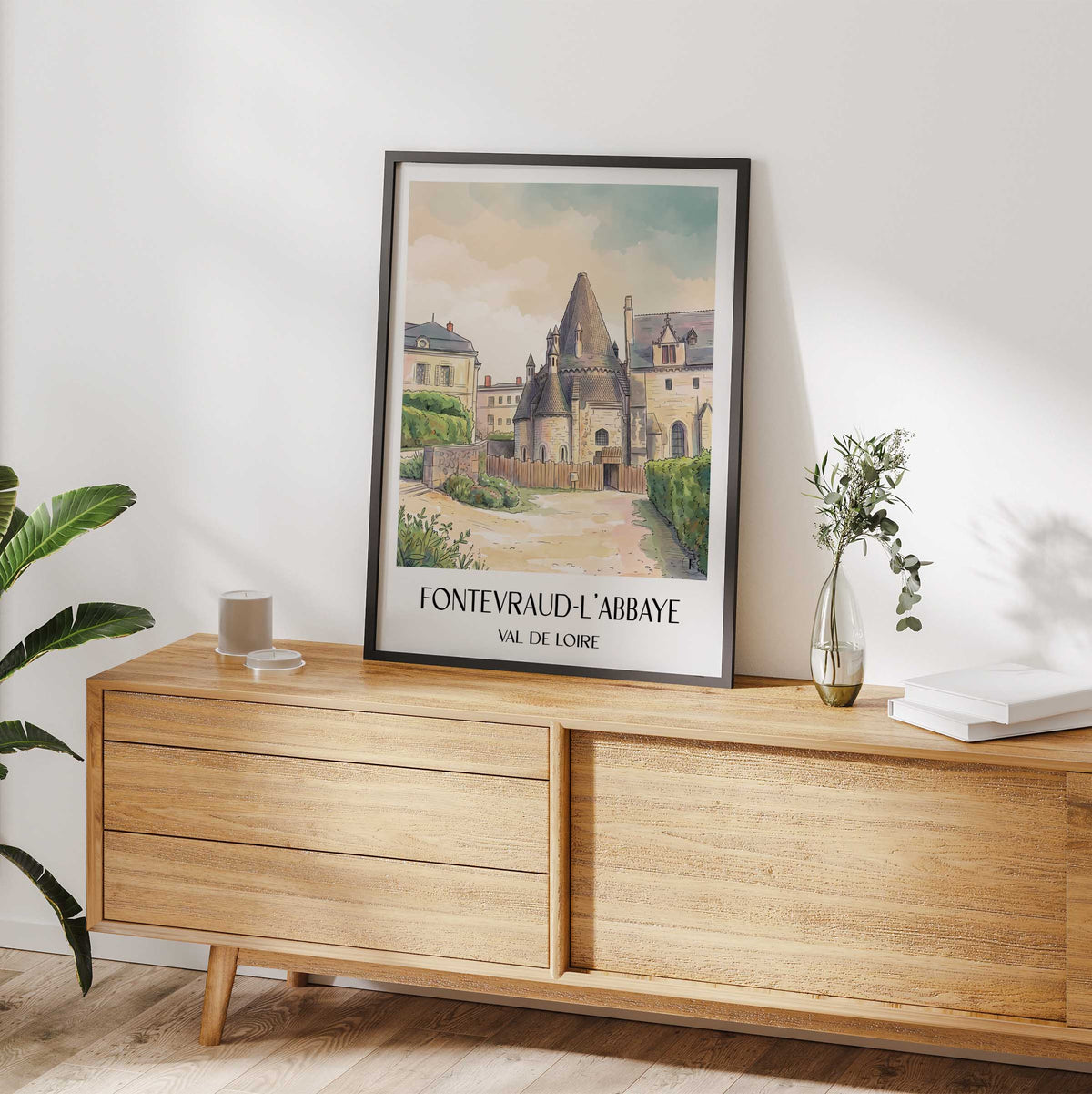 fontevraud-l'abbaye-val-de-loire-frankreich-poster-aquarell