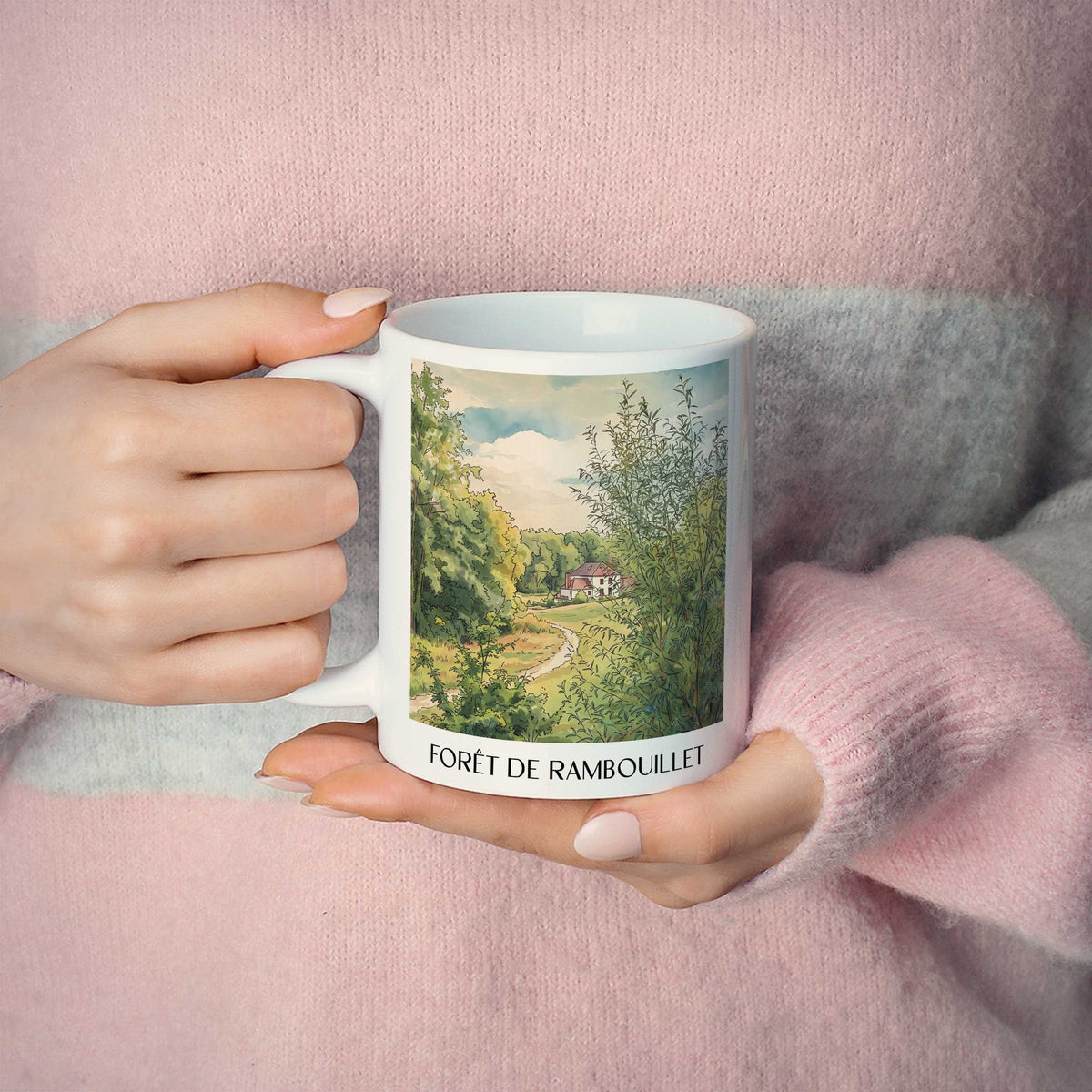 forêt-de-rambouillet-île-de-france-frankreich-kaffeebecher-aquarell