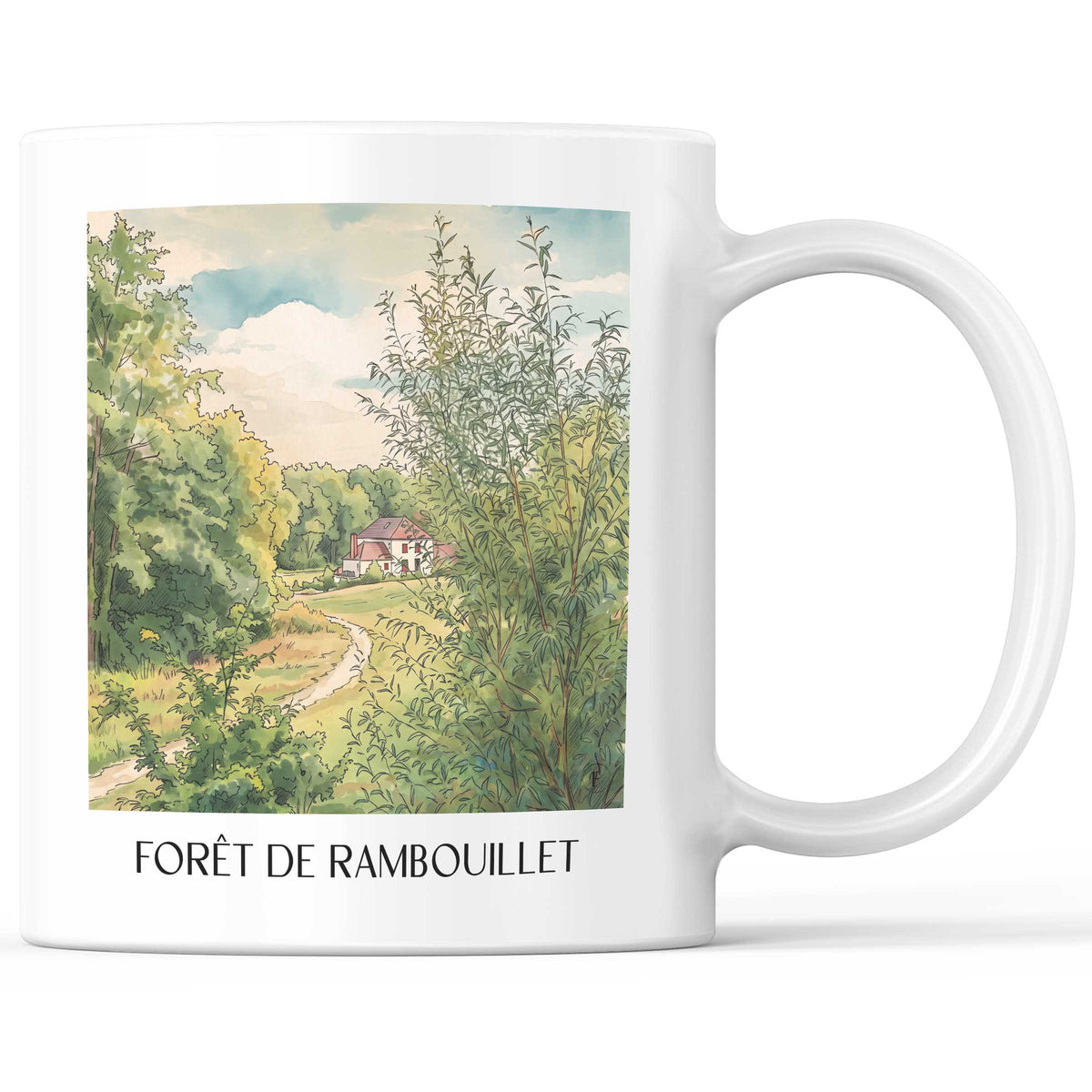 forêt-de-rambouillet-île-de-france-frankreich-kaffeebecher-aquarell