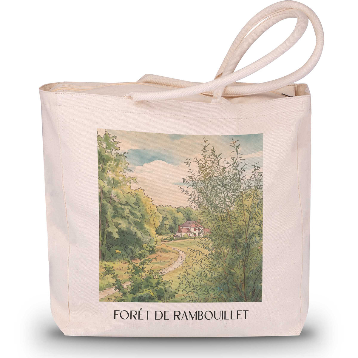 forêt-de-rambouillet-île-de-france-frankreich-einkaufstasche-aquarell
