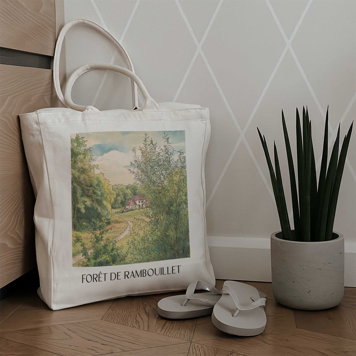 forêt-de-rambouillet-île-de-france-frankreich-einkaufstasche-aquarell