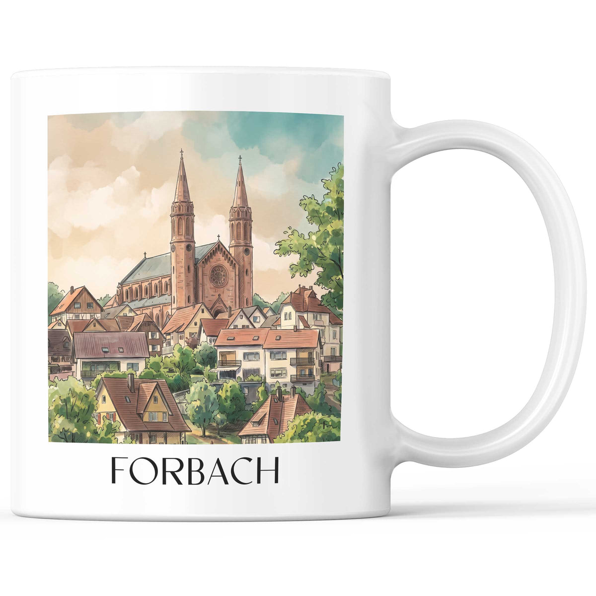 Forbach Kaffeebecher - Nordschwarzwald - Deutschland Becher - Kaffeetasse im Aquarell Stil