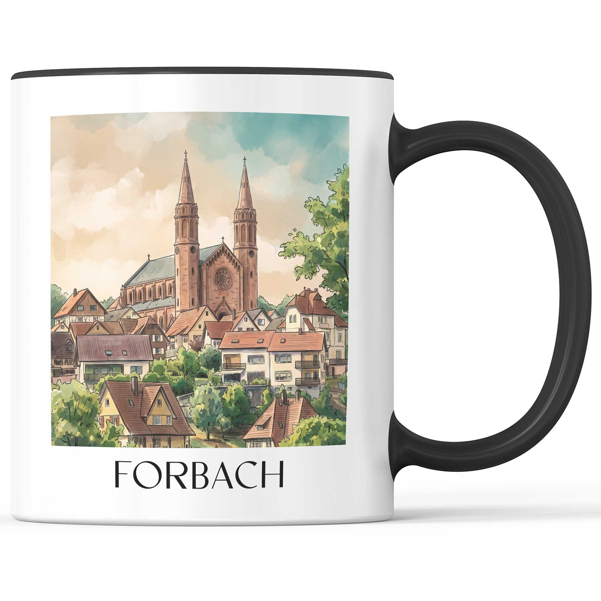 forbach-nordschwarzwald-deutschland-kaffeebecher-aquarell