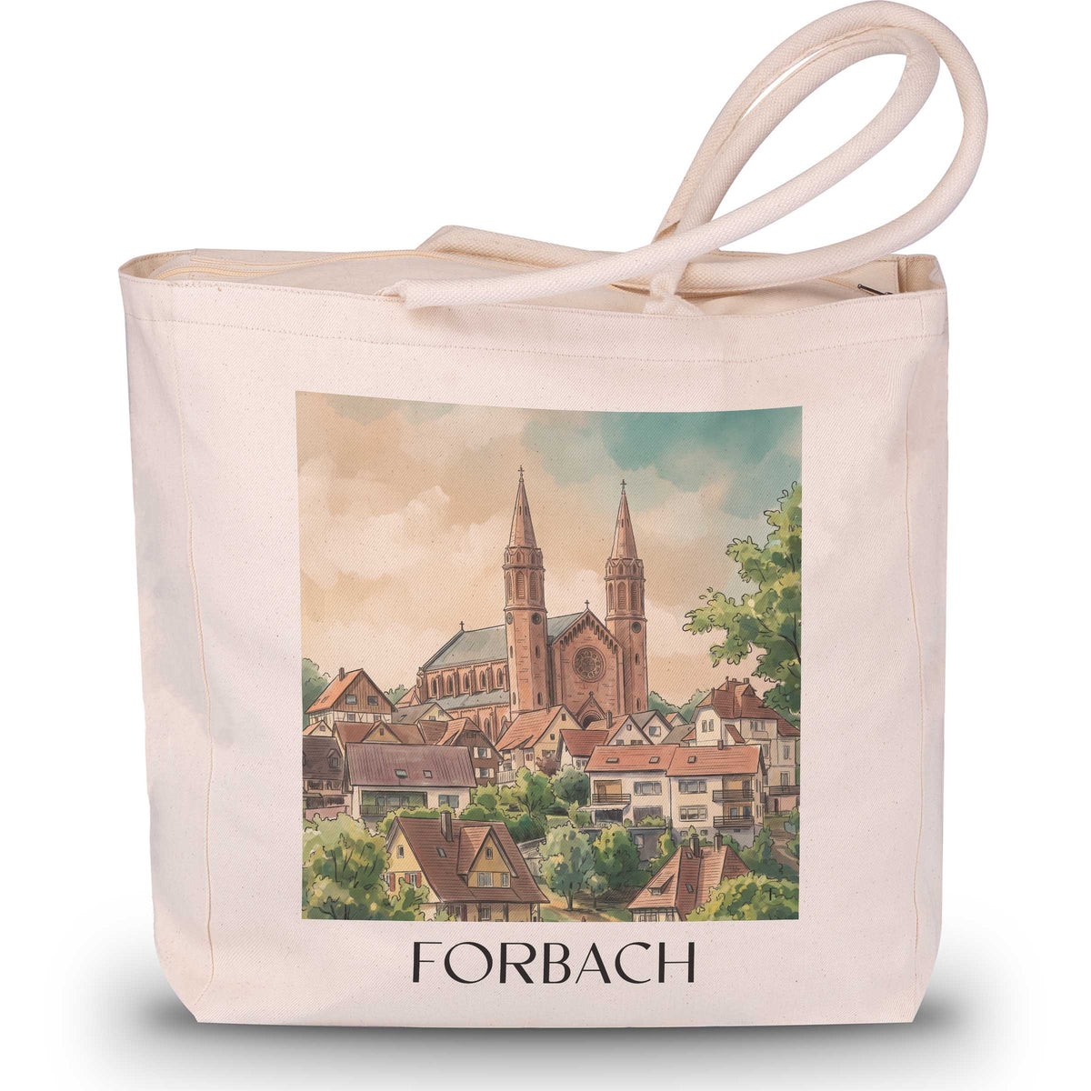 Forbach Shopping Tasche - Nordschwarzwald - Deutschland Tote Bag - Einkaufstasche im Aquarell Stil - favplace