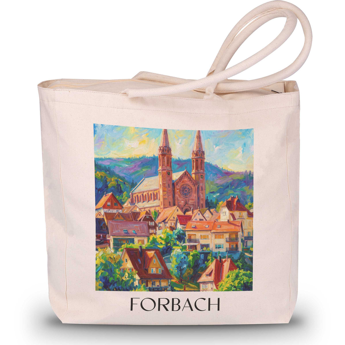 forbach-nordschwarzwald-deutschland-einkaufstasche-oil-painting-oelgemaelde
