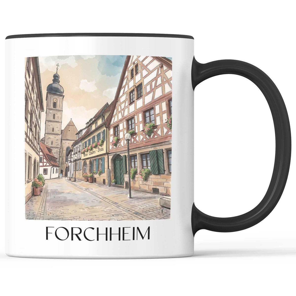 forchheim-fränkische-schweiz-deutschland-kaffeebecher-aquarell