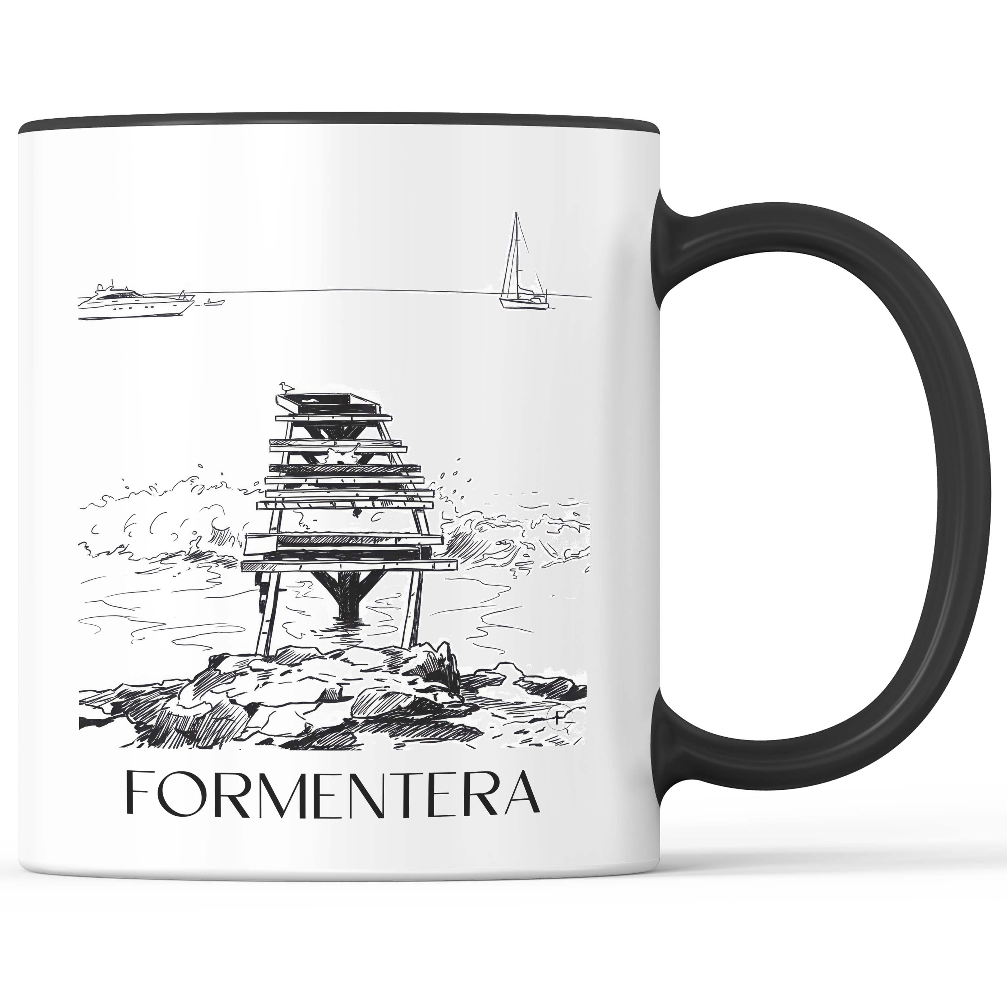 Formentera Kaffeebecher - Spanien - Spanien Becher - Kaffeetasse im Skizze Stil - favplace