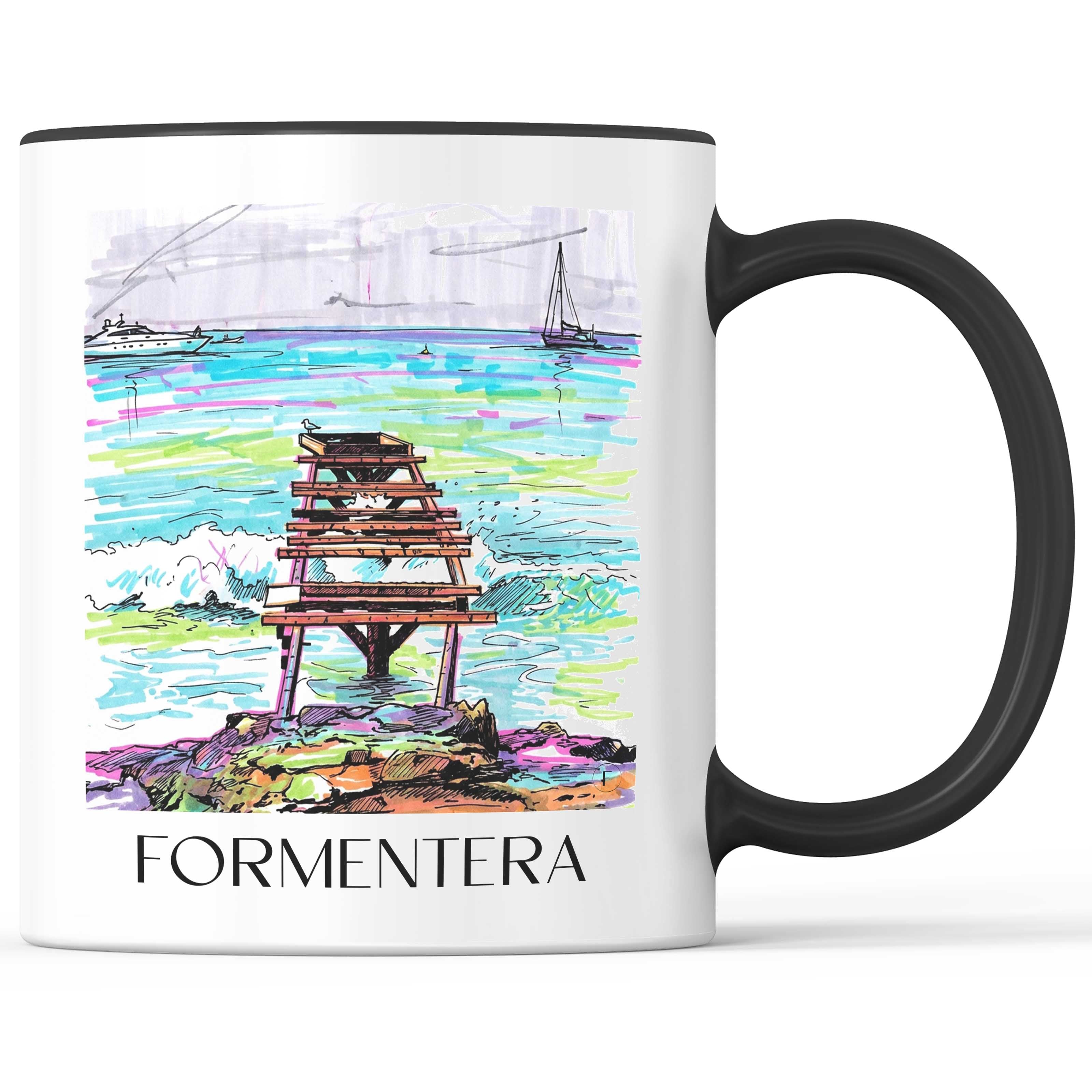 Formentera Kaffeebecher - Spanien - Spanien Becher - Kaffeetasse im Tag Graffiti Stil - favplace