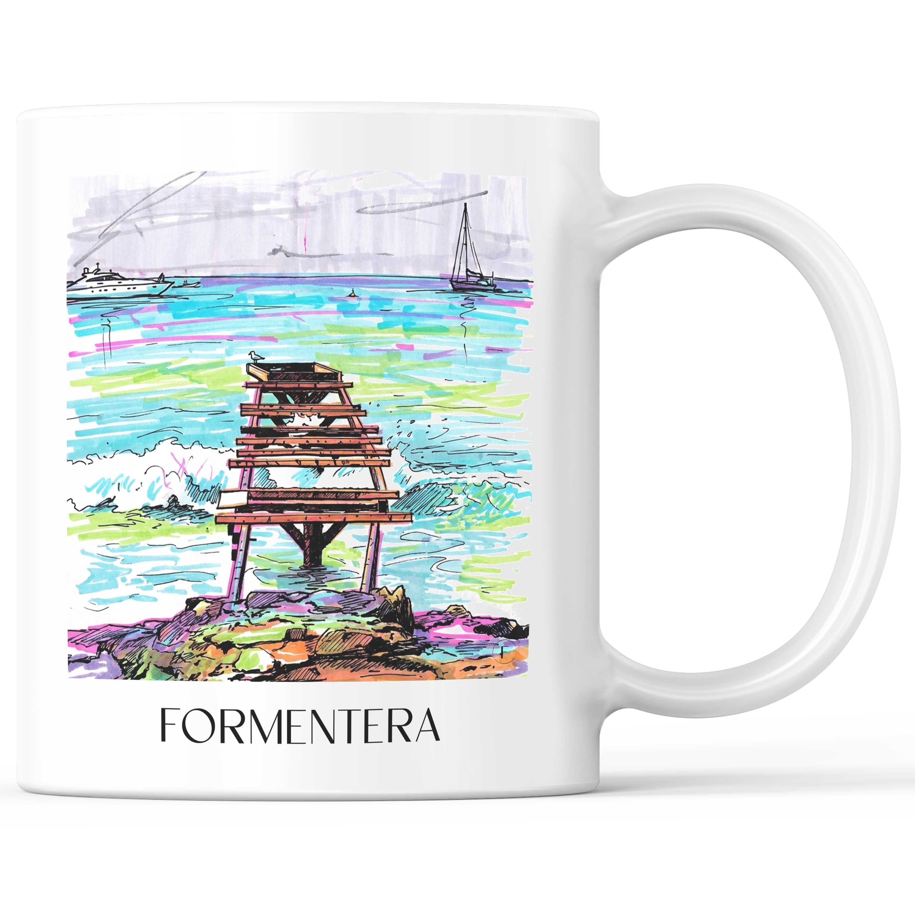 Formentera Kaffeebecher - Spanien - Spanien Becher - Kaffeetasse im Tag Graffiti Stil - favplace