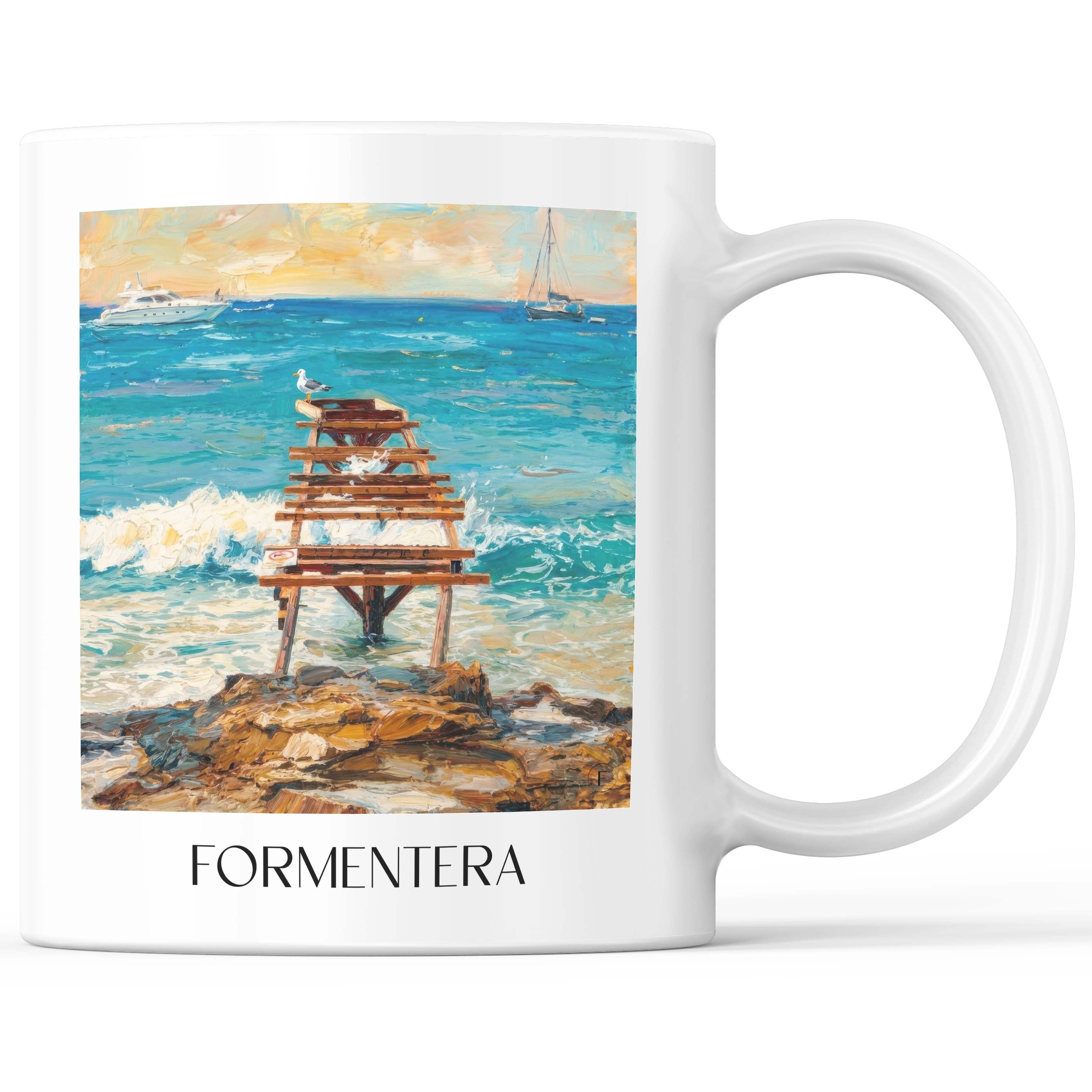 Formentera Kaffeebecher - Spanien - Spanien Becher - Kaffeetasse im Ölgemälde Stil - favplace