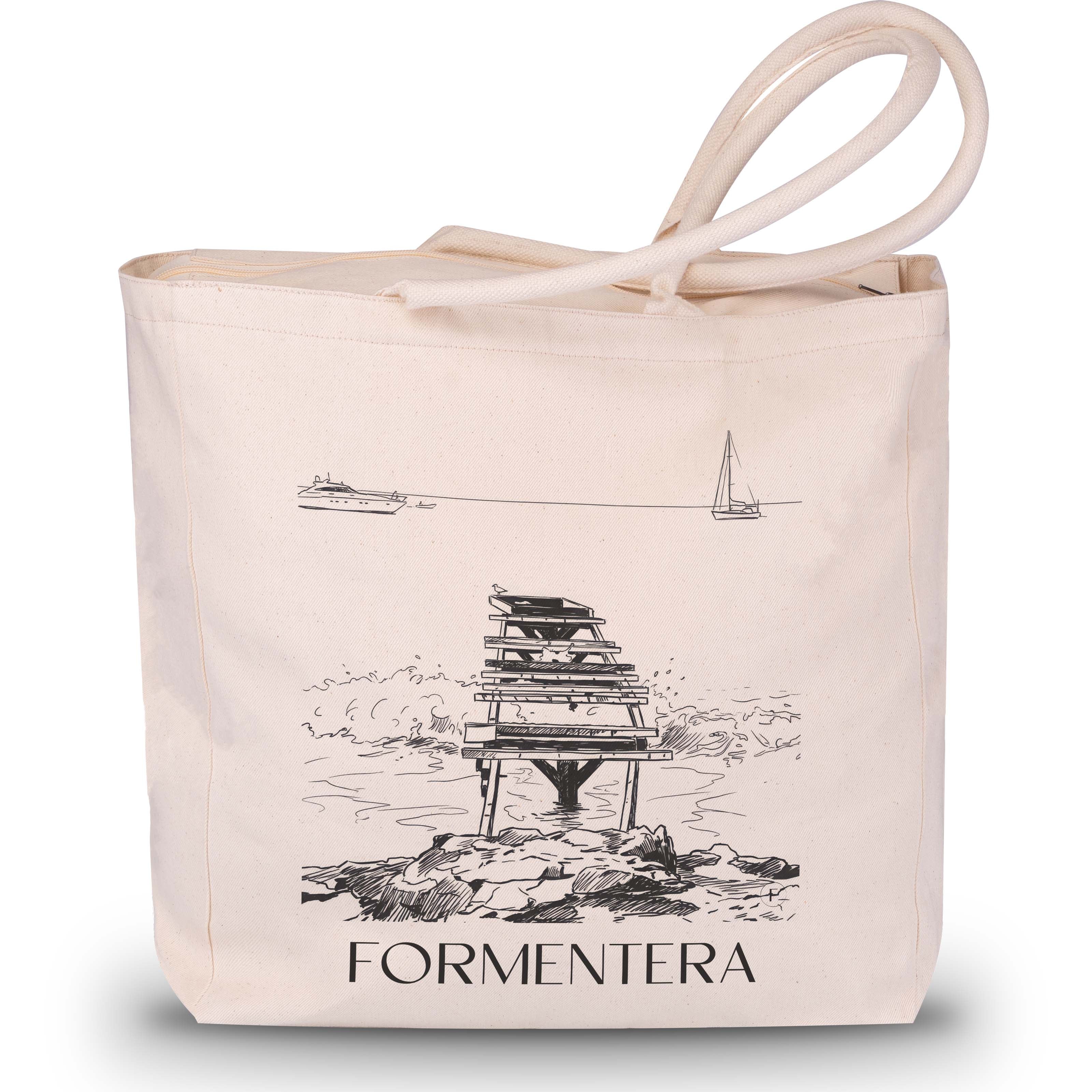 Formentera Shopping Tasche - Spanien - Spanien Tote Bag - Einkaufstasche im Skizze Stil - favplace