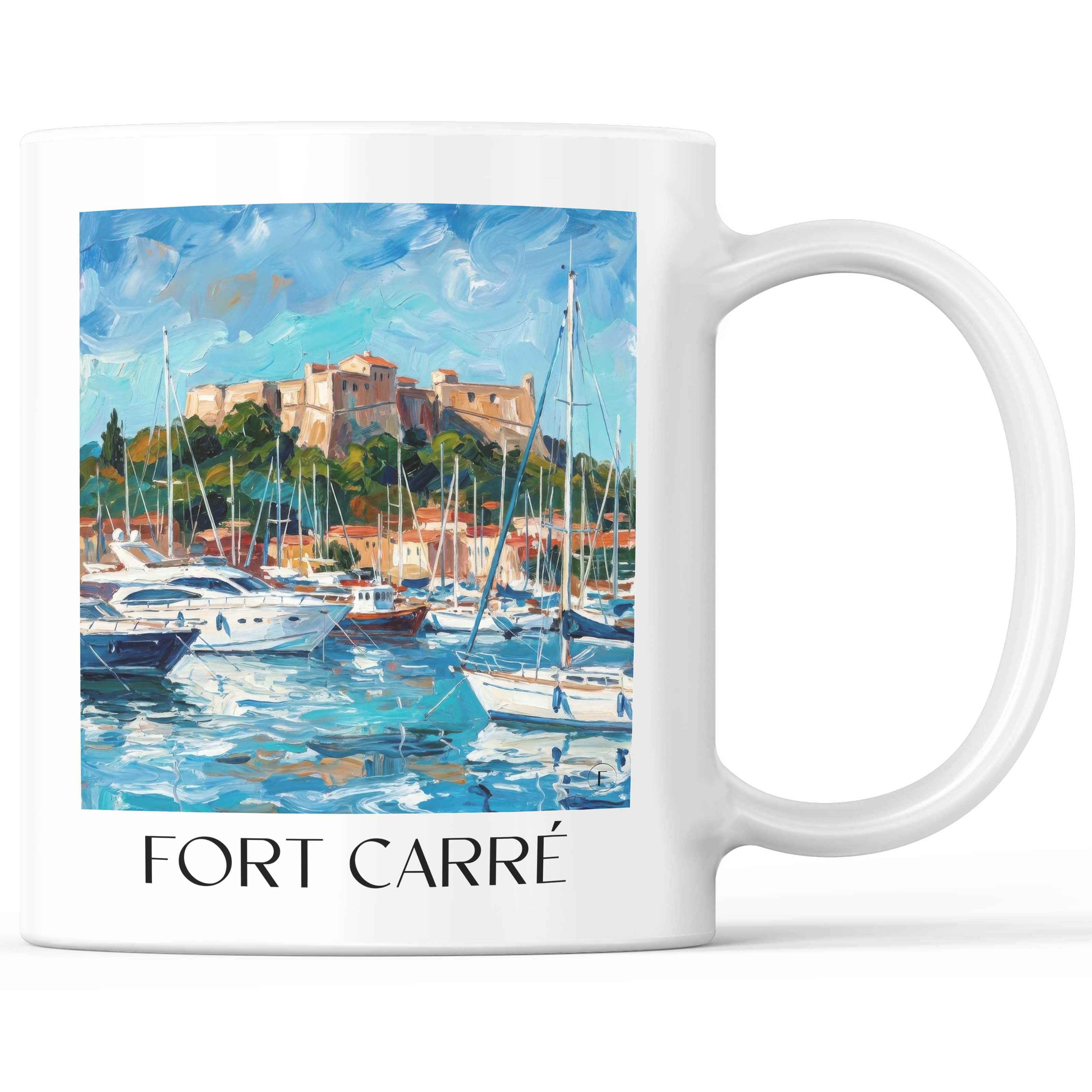Fort Carré Kaffeebecher - Antibes - Frankreich Becher - Kaffeetasse im Ölgemälde Stil - favplace