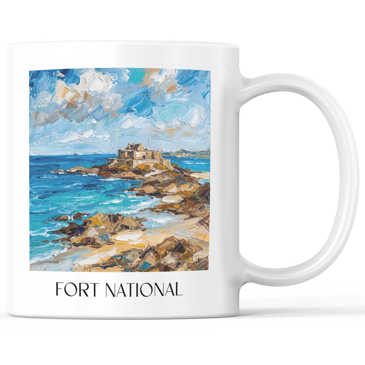 Fort National Kaffeebecher - Saint-Malo - Frankreich Becher - Kaffeetasse im Ölgemälde Stil - favplace