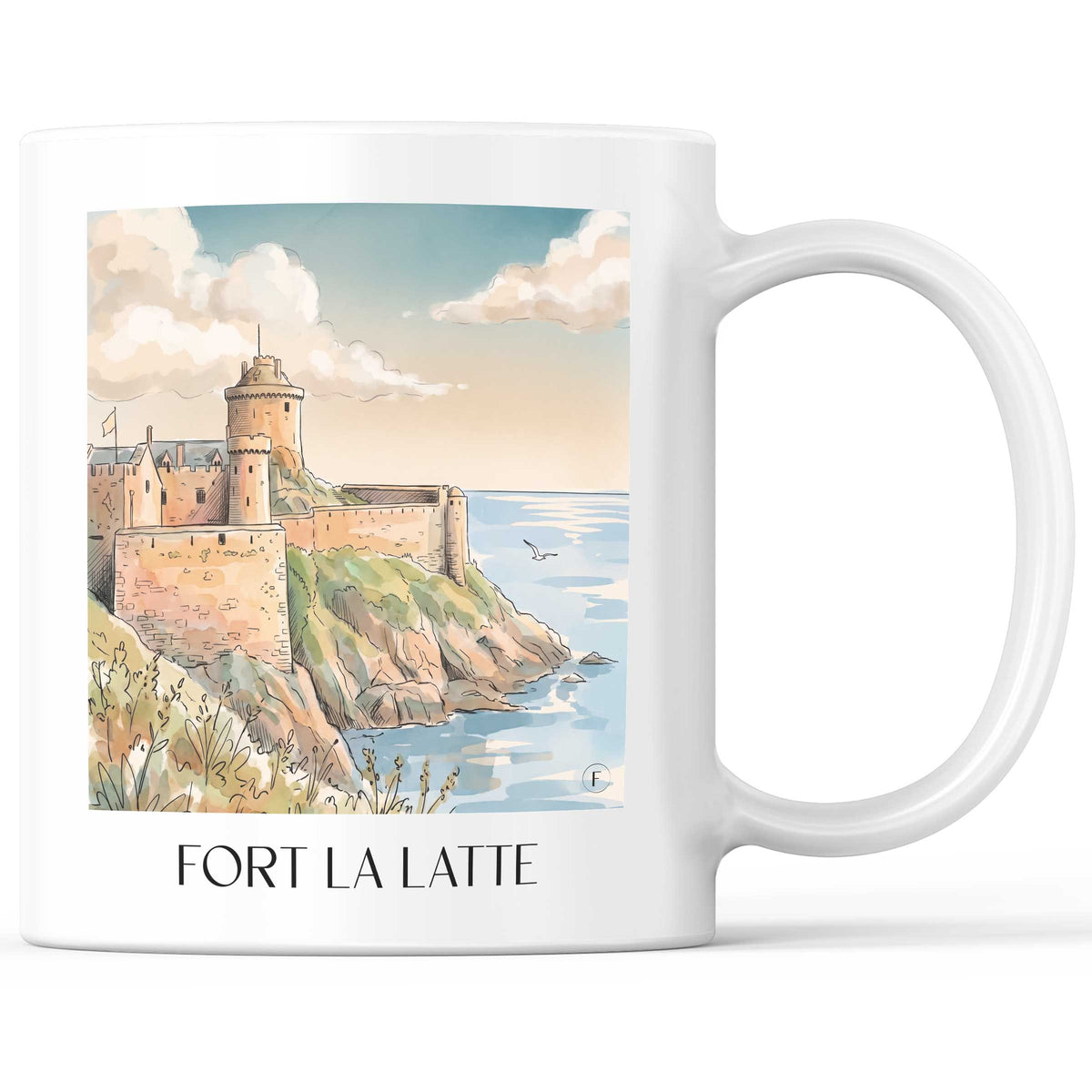 Fort la Latte Kaffeebecher - Cap Fréhel - Frankreich Becher - Kaffeetasse im Aquarell Stil - favplace
