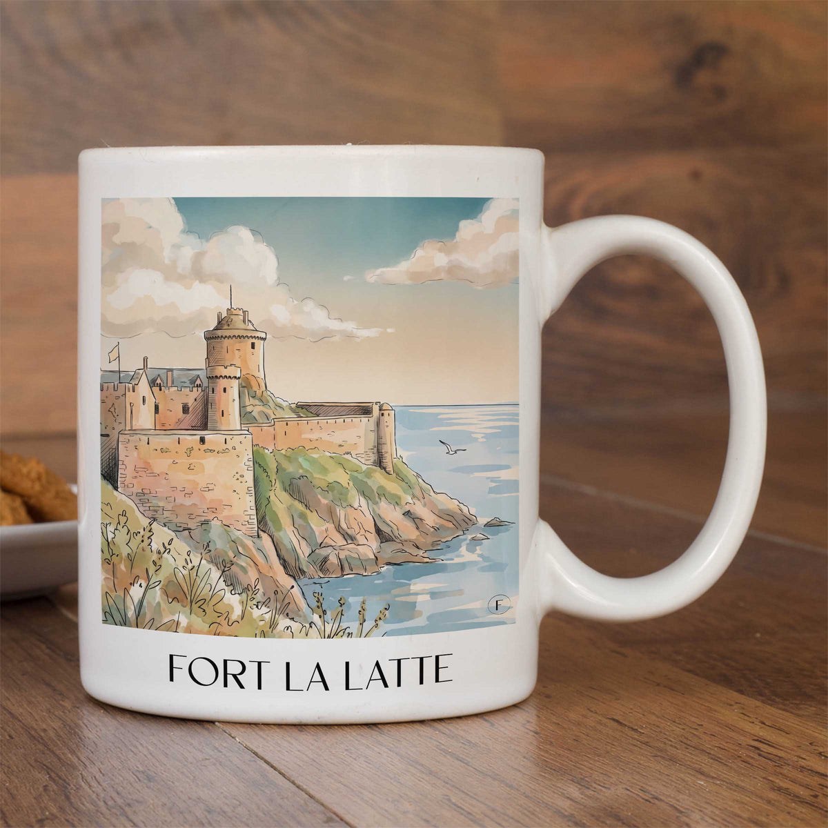 fort-la-latte-cap-fréhel-frankreich-kaffeebecher-aquarell