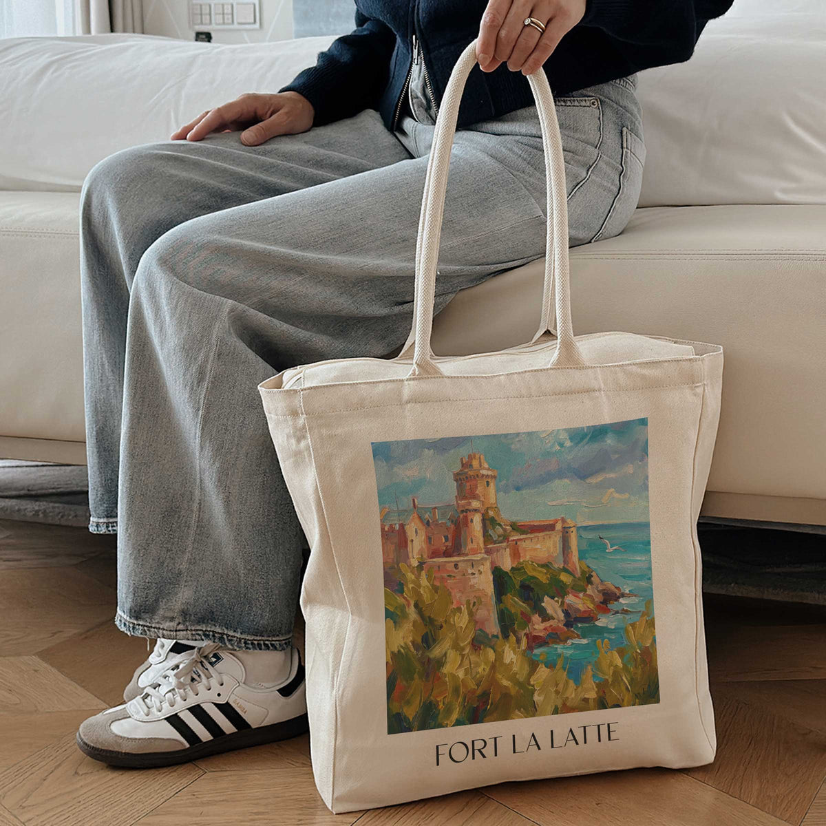 fort-la-latte-cap-fréhel-frankreich-einkaufstasche-oil-painting-oelgemaelde