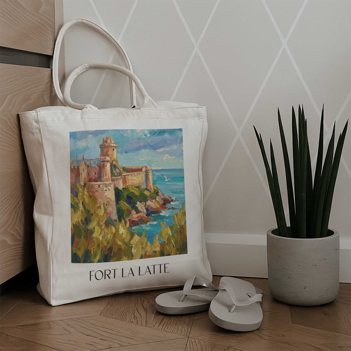 fort-la-latte-cap-fréhel-frankreich-einkaufstasche-oil-painting-oelgemaelde