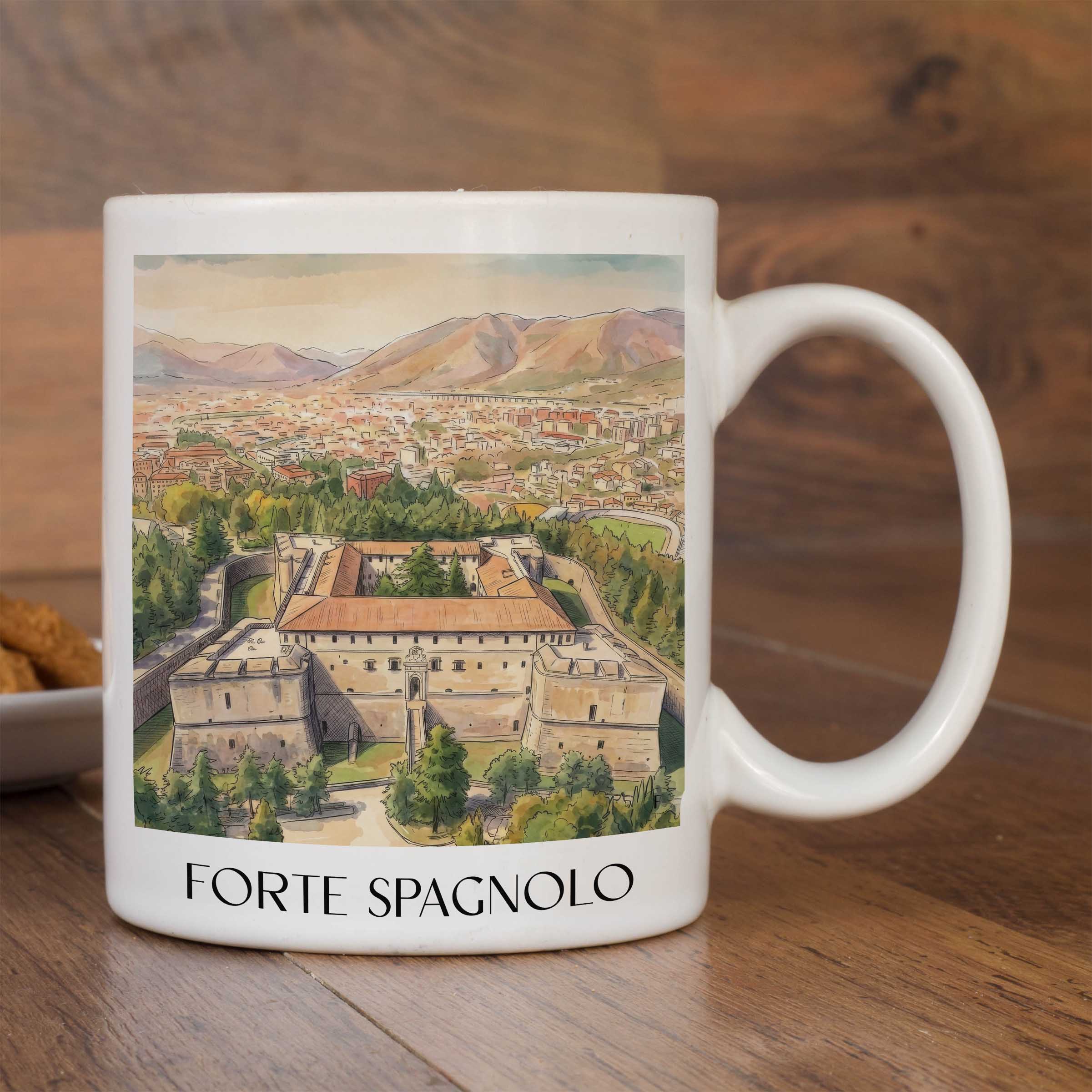 forte-spagnolo-l´aquila-italien-kaffeebecher-aquarell