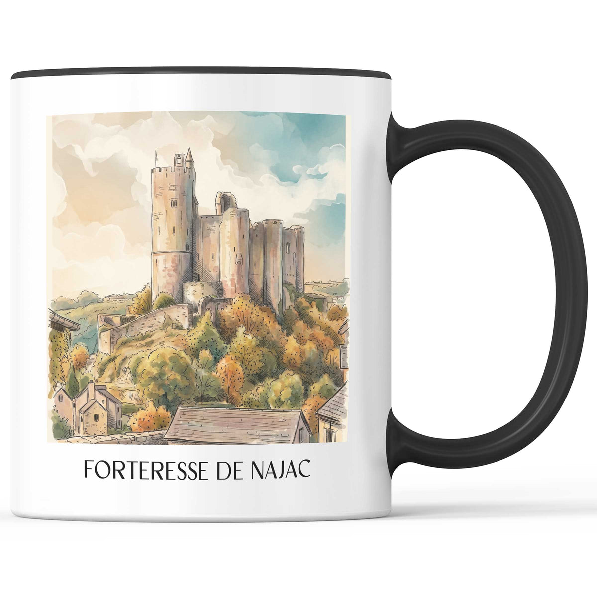 forteresse-de-najac-okzitanien-frankreich-kaffeebecher-aquarell