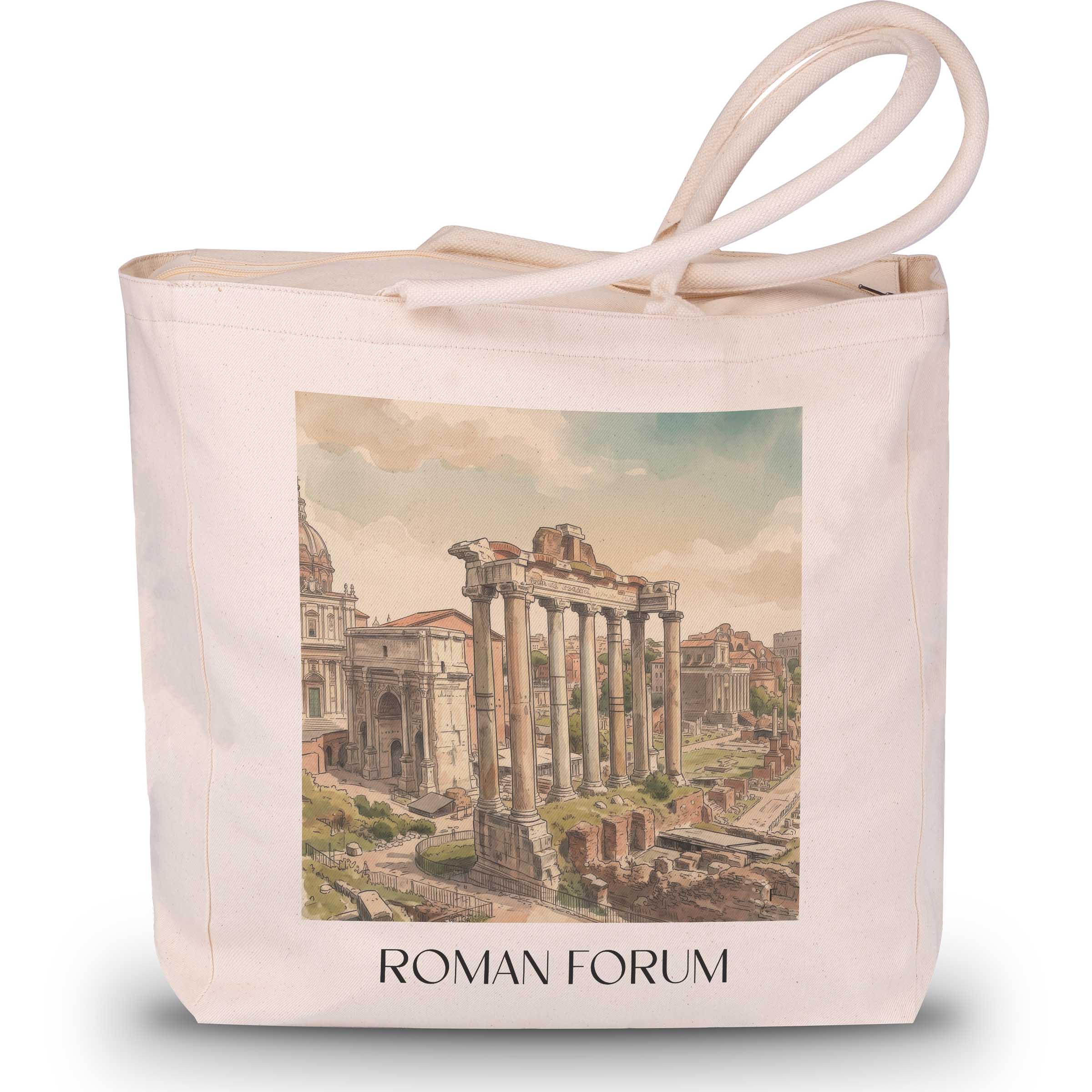 Forum Romanum Shopping Tasche - Rom - Italien Tote Bag - Einkaufstasche im Aquarell Stil - favplace